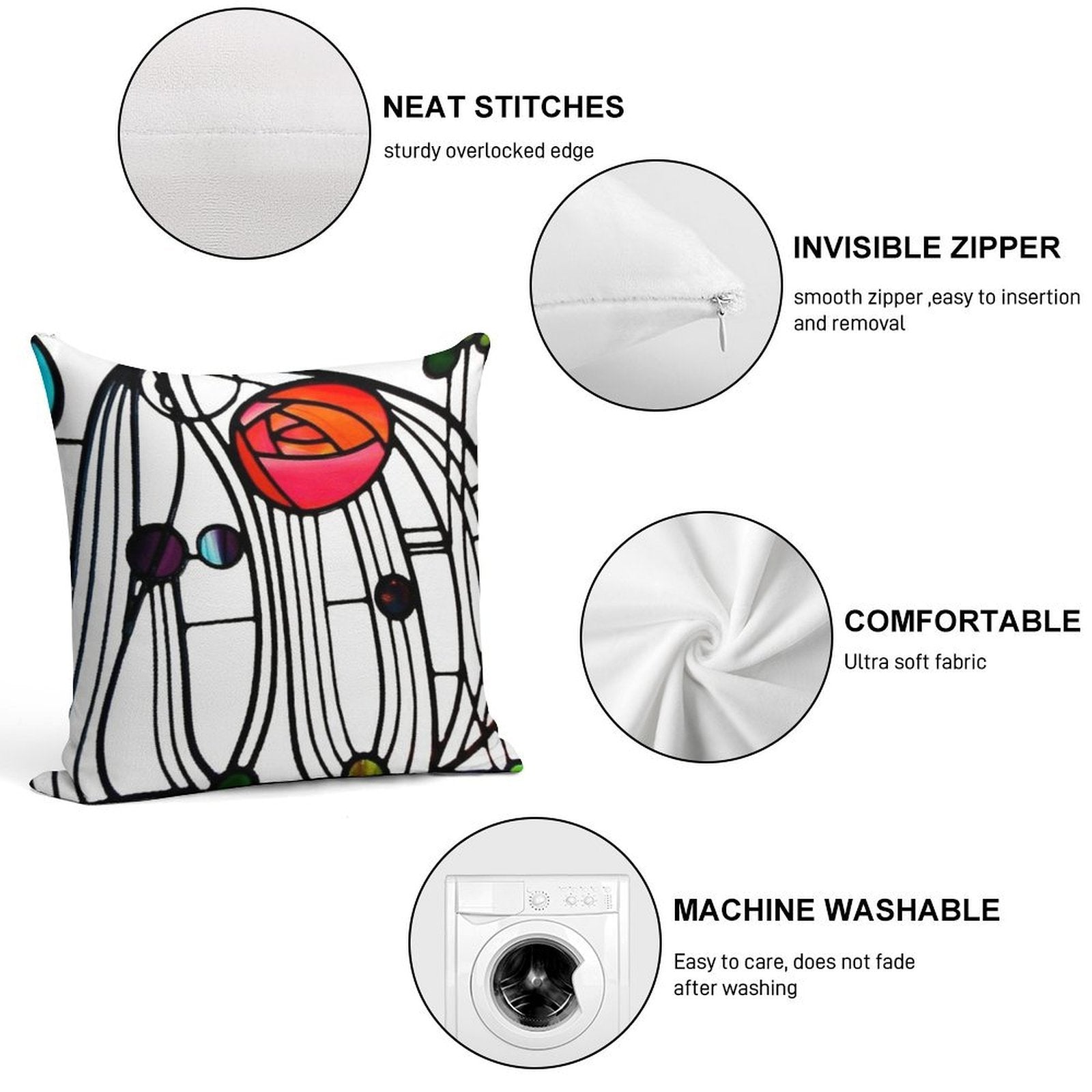 Charles Rennie Mackintosh - Window,No, 01. Soft Washable Throw Pillow