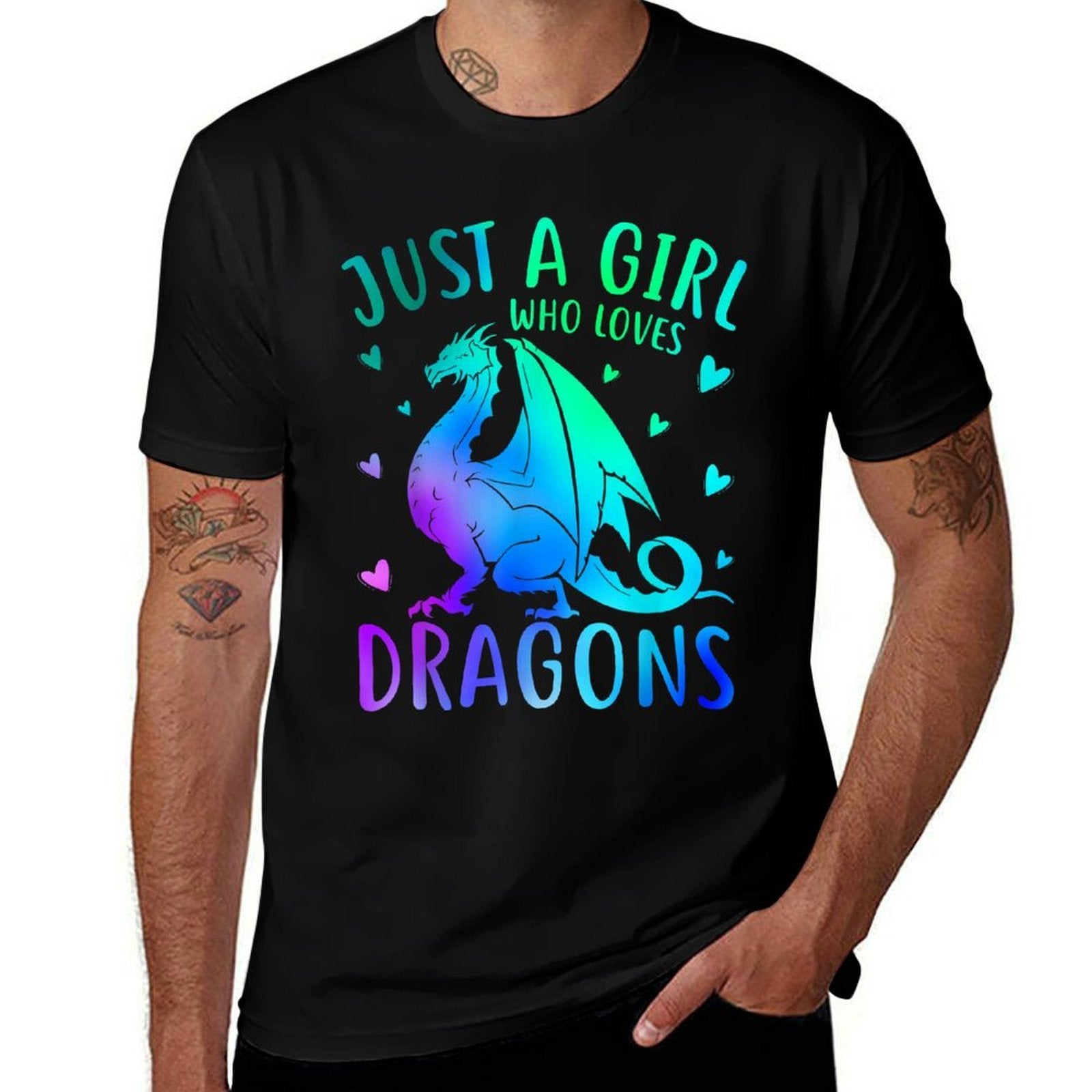 Cute Just A Girl Who Loves Dragons Women And Girls  Wrinkle-resistant T-Shirt