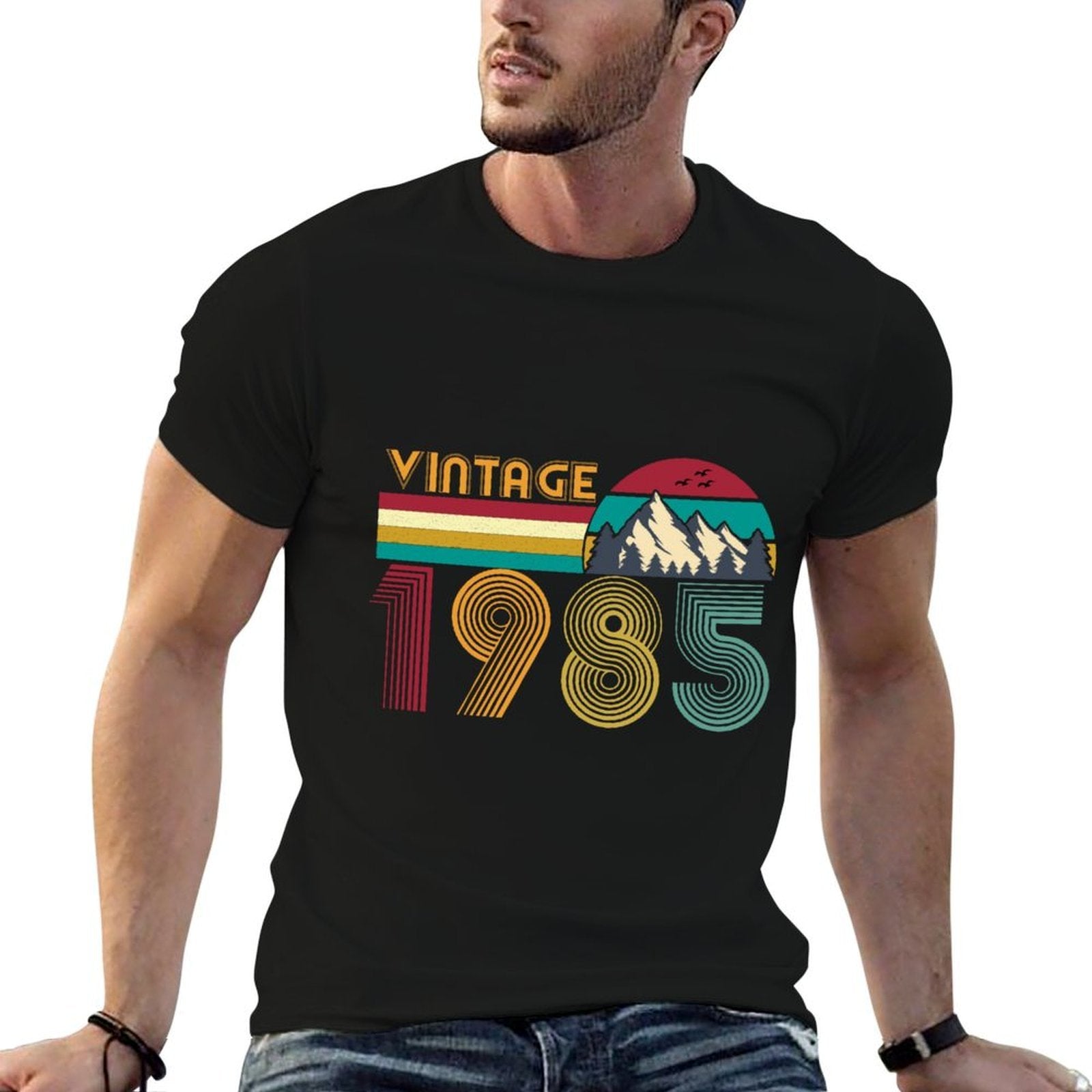 40th Birthday Gift 40 Years Old Men Women Retro Vintage 1985  Fade-proof Color T-Shirt