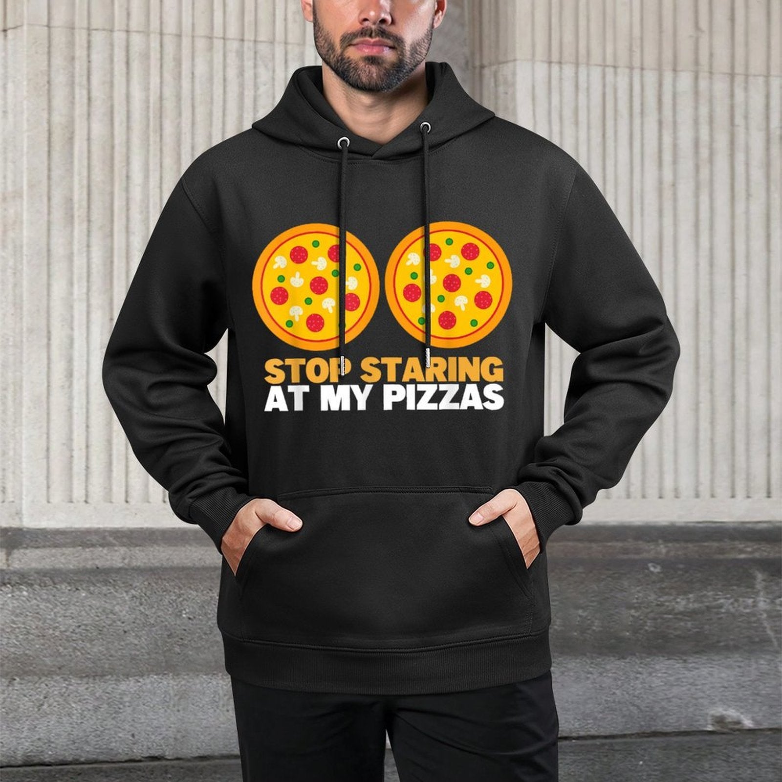 Stop Staring At My Pizza Party Women Funny Pizza Colorfast Hoodie