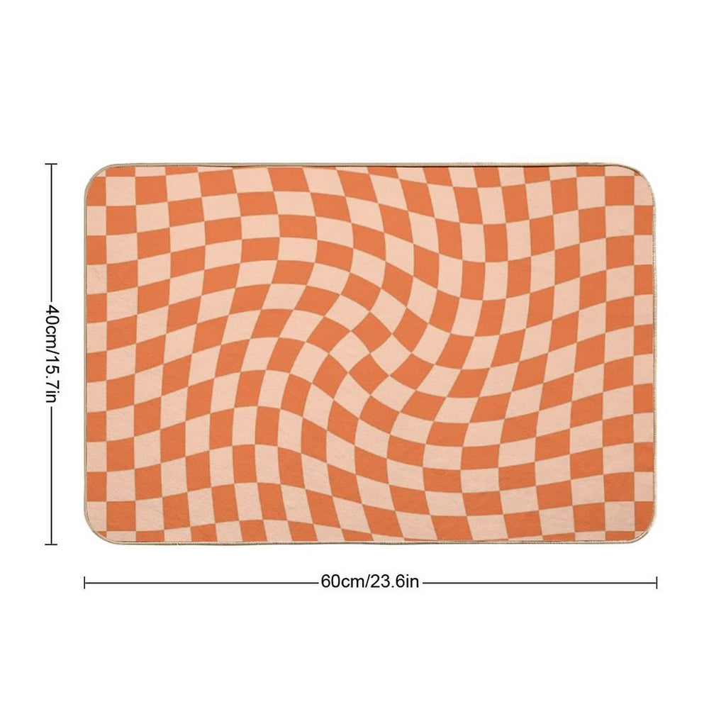 Check IV - Orange Twist  Multi-Purpose Bath Mat