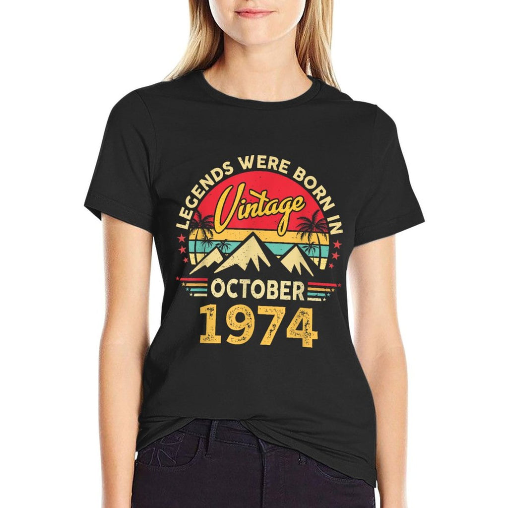 Vintage 1974 Limited Edition October 50th Birthday  High-quality Stitching T-Shirt