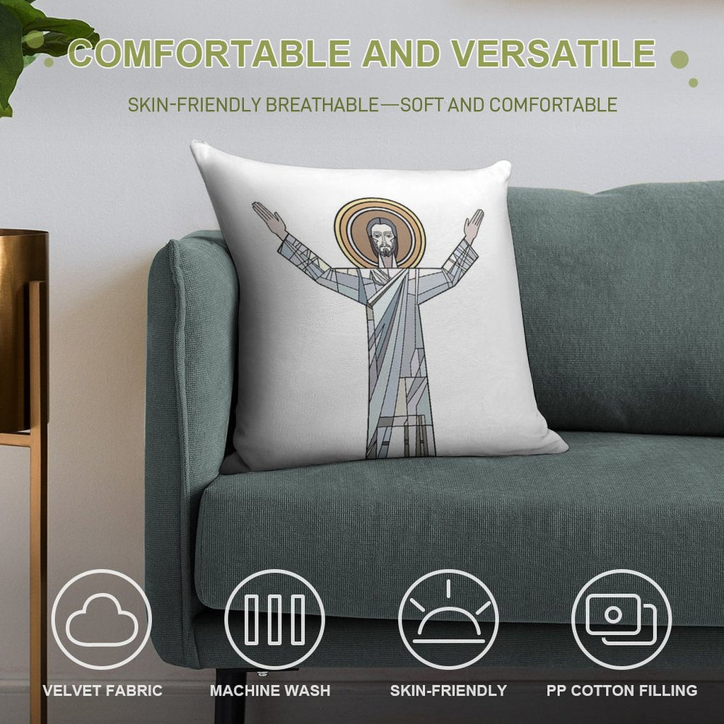 Touchdown Jesus Soft Luxury Feel Throw Pillow