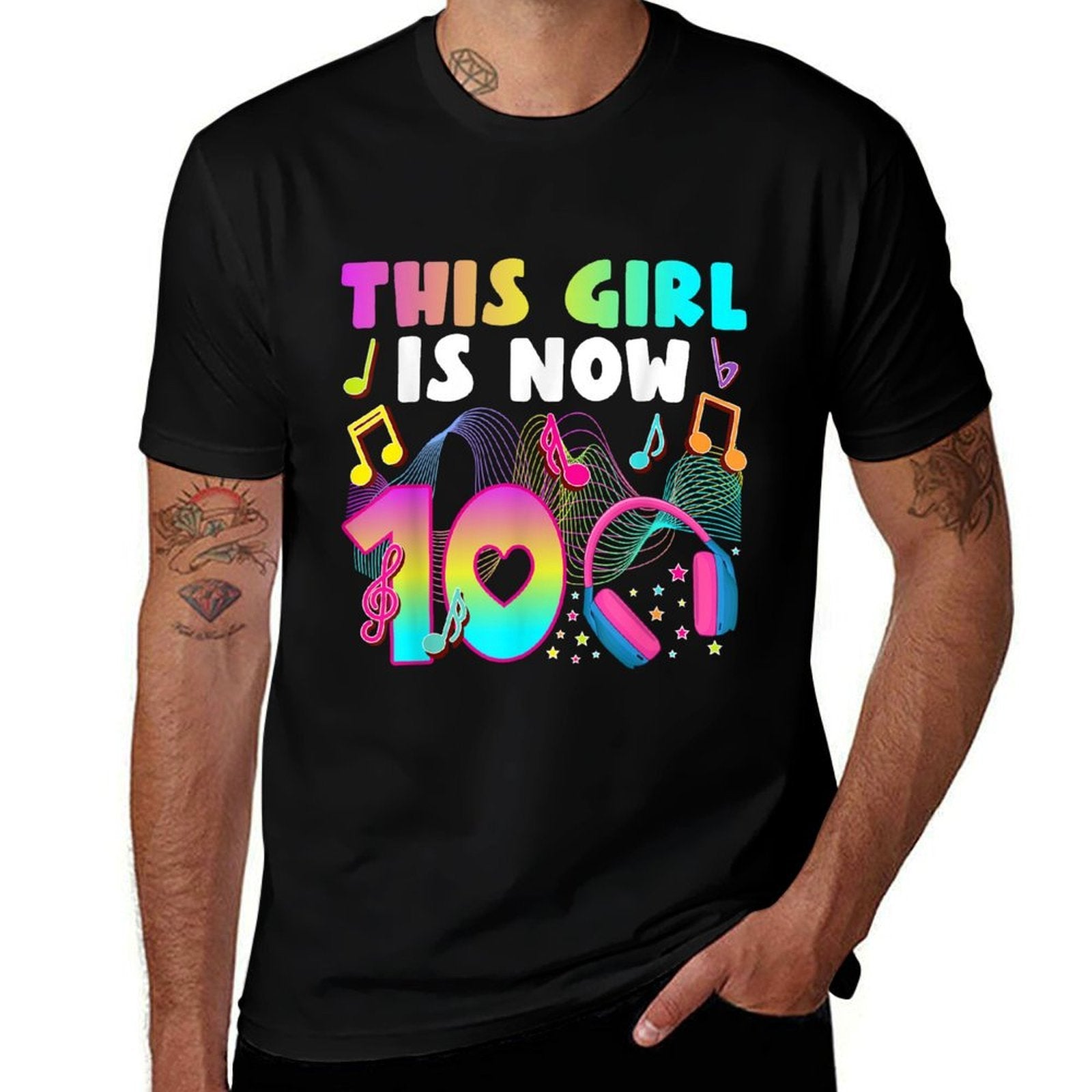 10th Music Birthday Party 10 Year Old Musical Birthday  Slim-fit Cut T-Shirt