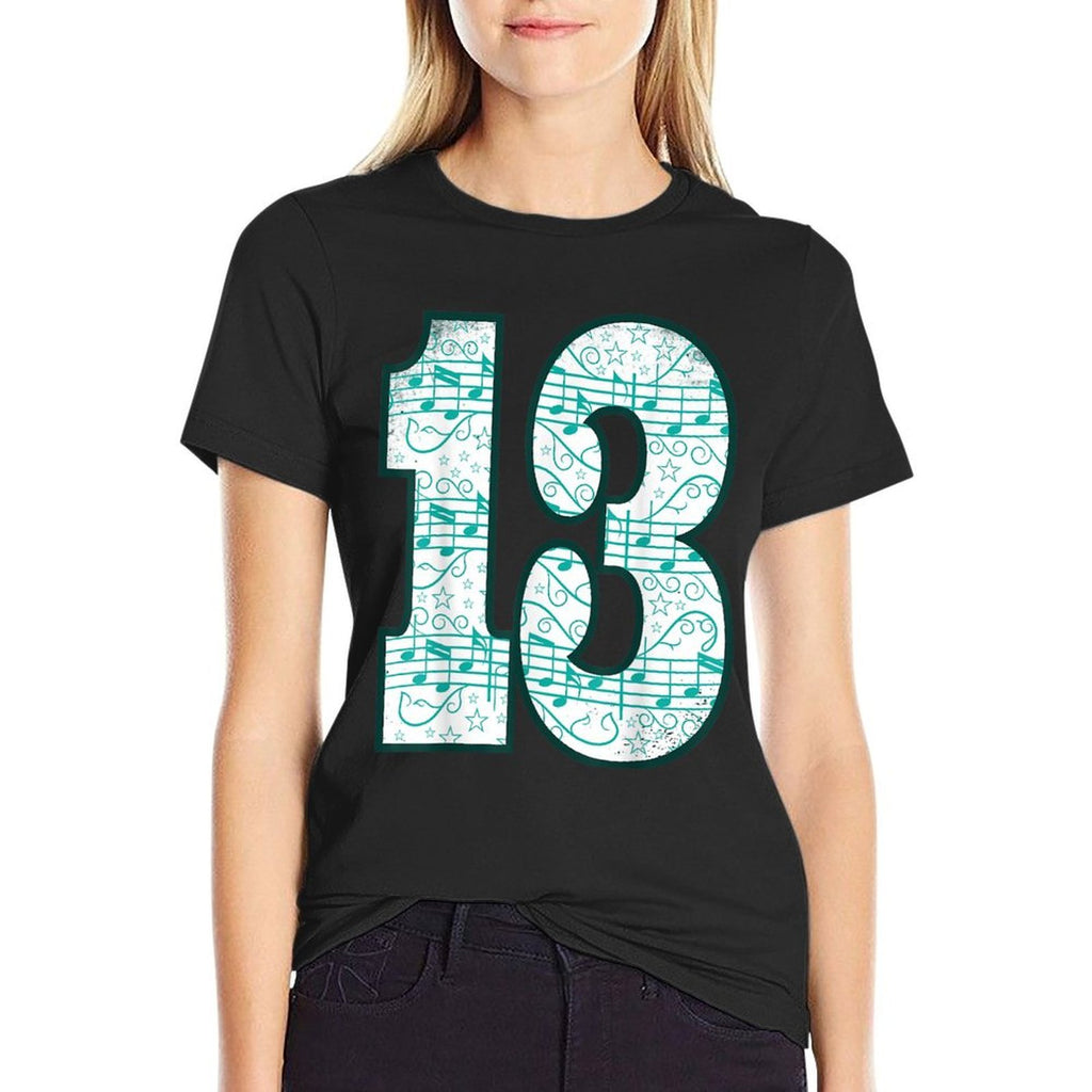 13th Birthday Design - Thirteen Years Old Music Lovers  Cotton T-Shirt