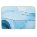 Watercolor Agate in Aqua Blue Faux Silver Veins  Dirt-Trapping Bath Mat