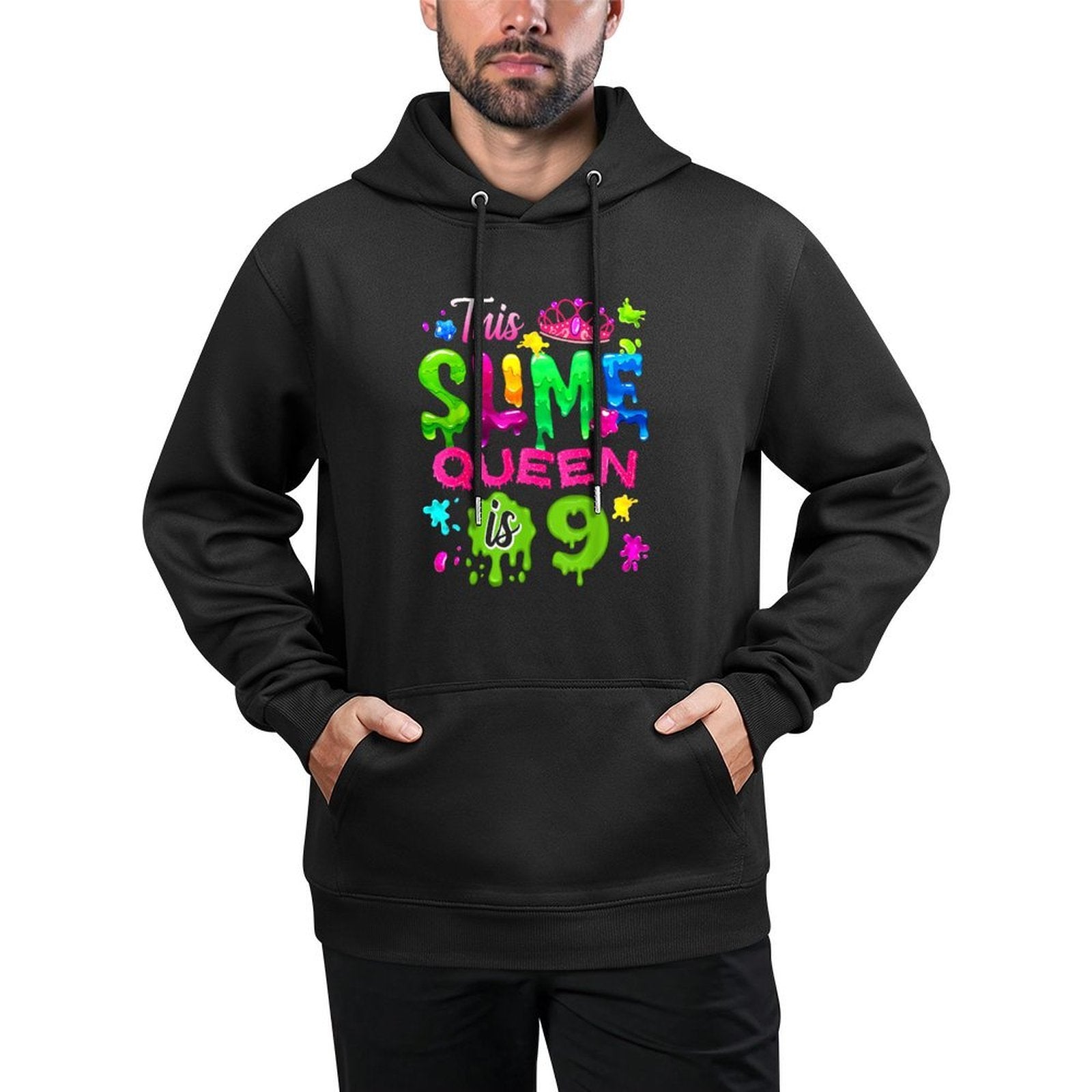 9 Years Old Birthday Party 9th Bday This Slime Queen Is 9 Layering Staple Hoodie