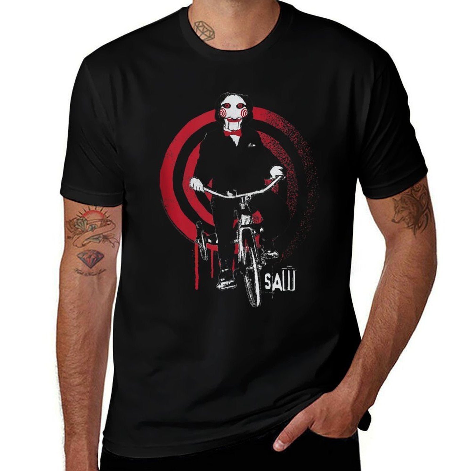 Saw Jigsaw on Bike  Oversized Silhouette T-Shirt