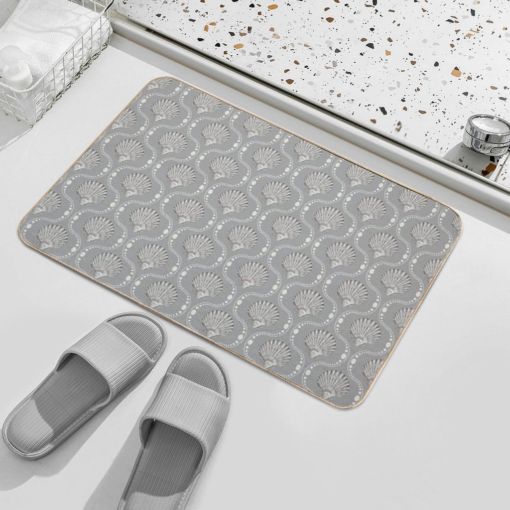 Scallops And Spots Neutral Mocha And Sepia Brown  Versatile Bath Mat
