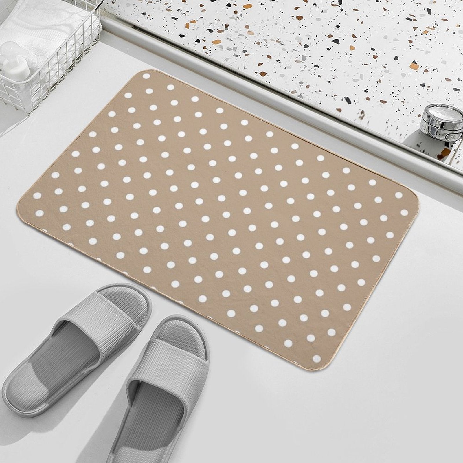 Polka Dot,dots,circles,nude,beige Background  Versatile Bath Mat