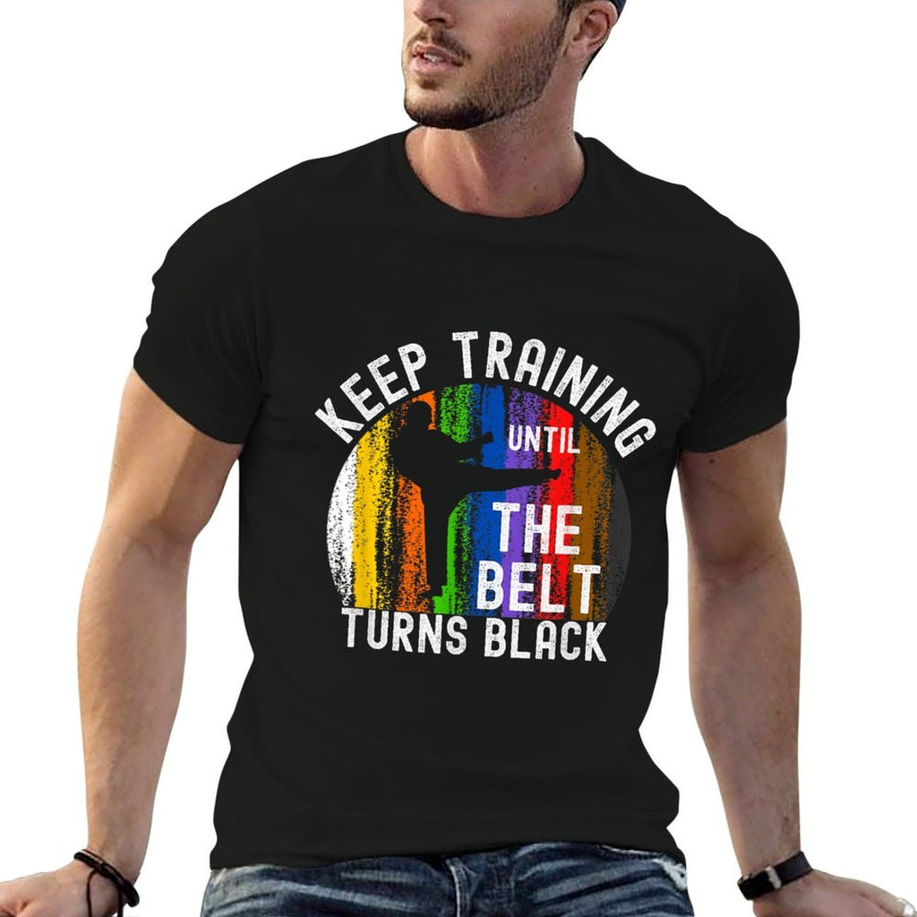 Keep Training Until Belt Turns Black Karate Taekwondo Judo  Lightweight T-Shirt