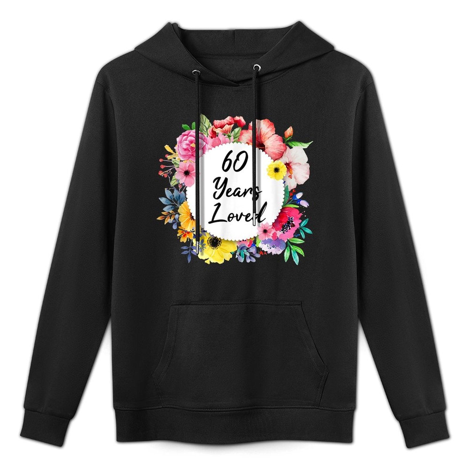 60 Years Loved, 60th Birthday Floral Adjustable Hood Hoodie