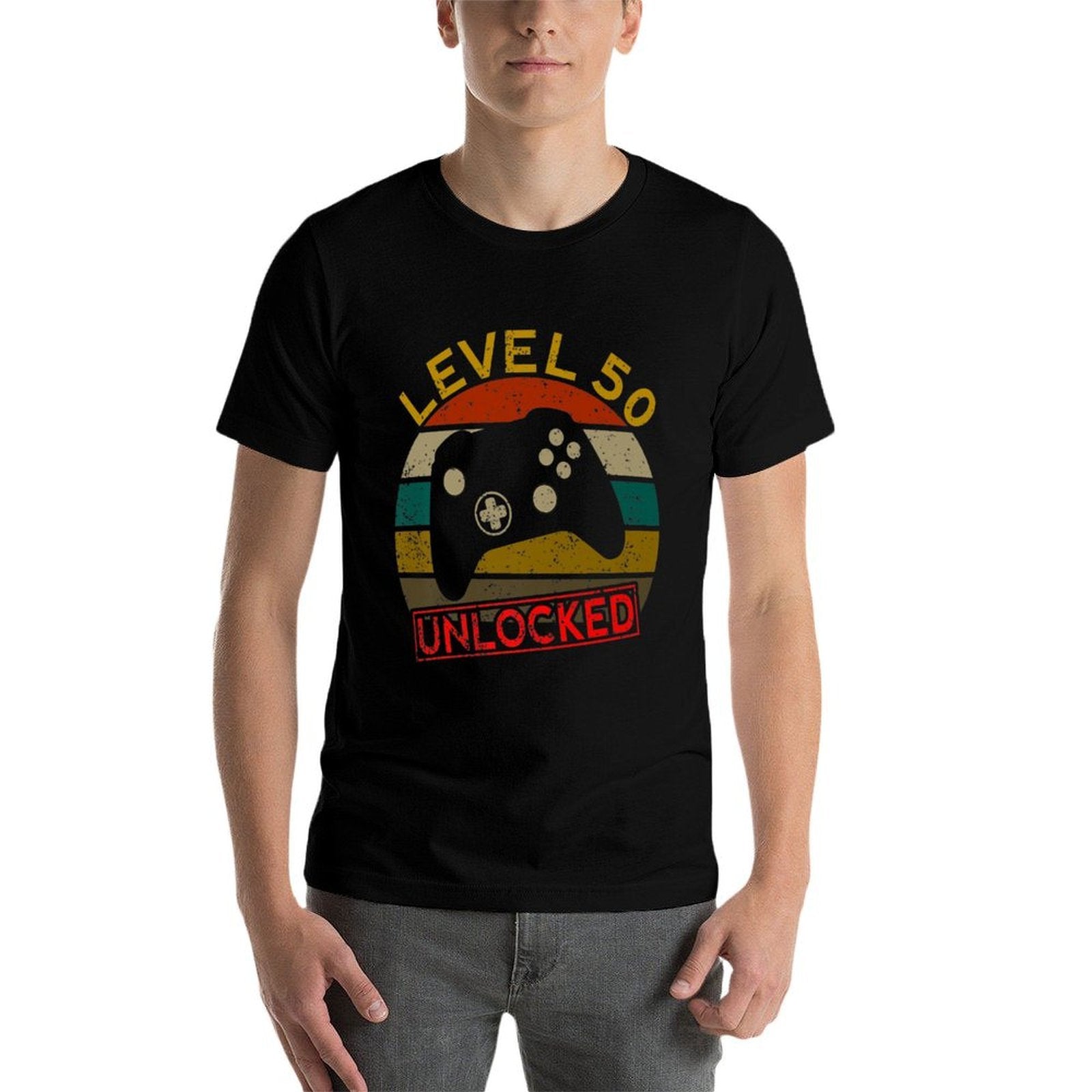 Fiftieth 50th Birthday Level 50 Unlocked Gift T  Trendy Pattern T-Shirt