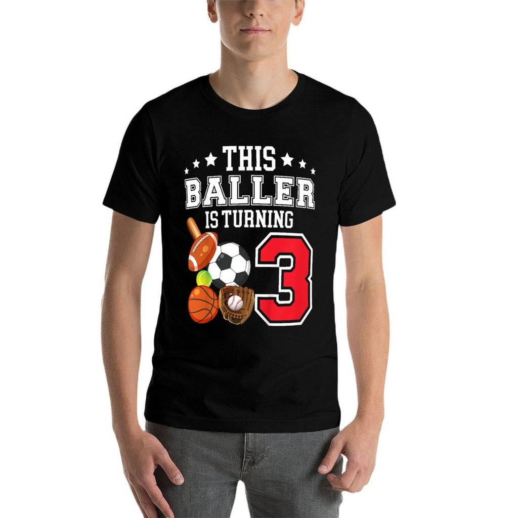 Kids 3rd Birthday Sports Birthday Theme 3 Year Old Boy  Odor-resistant T-Shirt