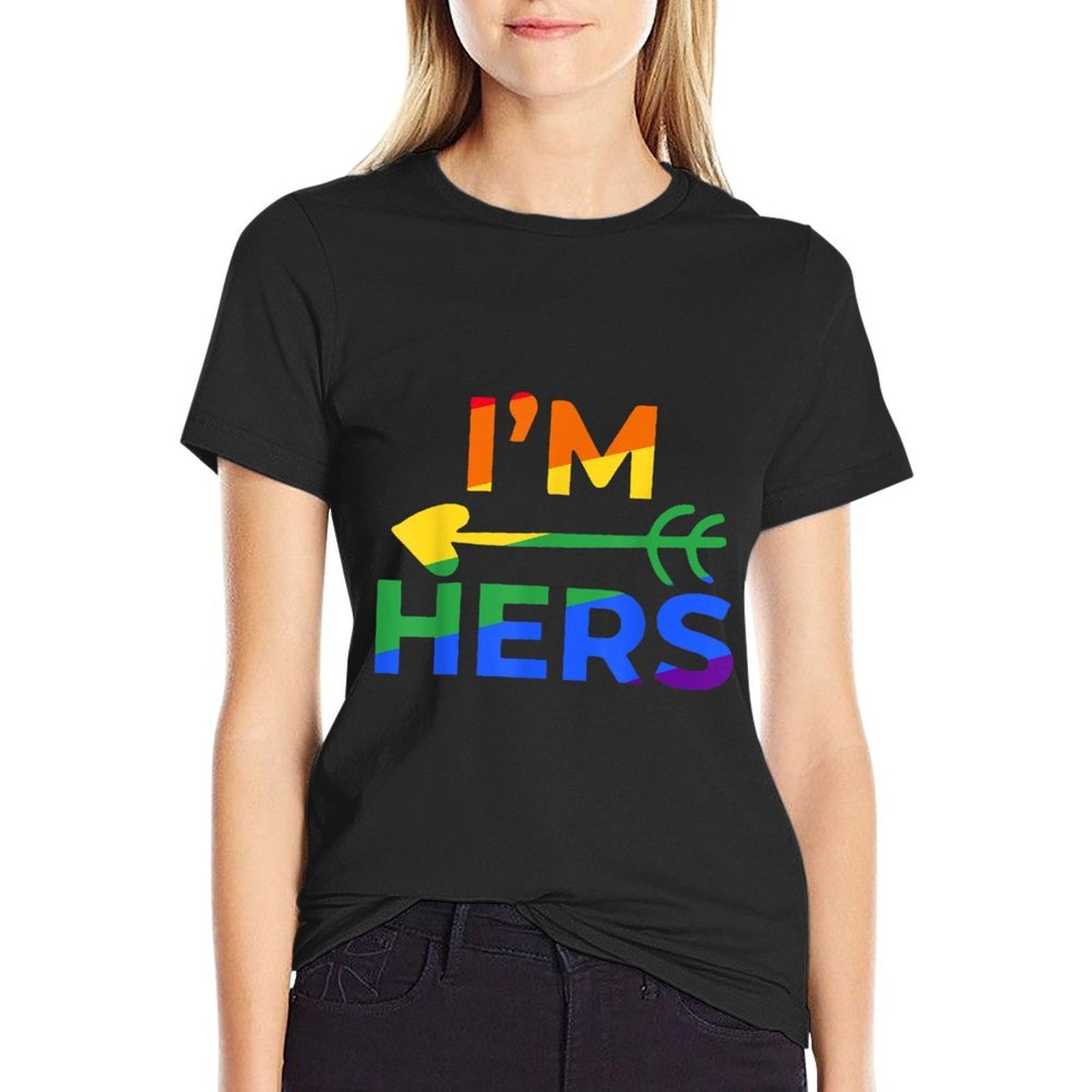 LGBT Gay Pride Im Her Shes Mine Lesbian Couple Matching  Oversized Silhouette T-Shirt