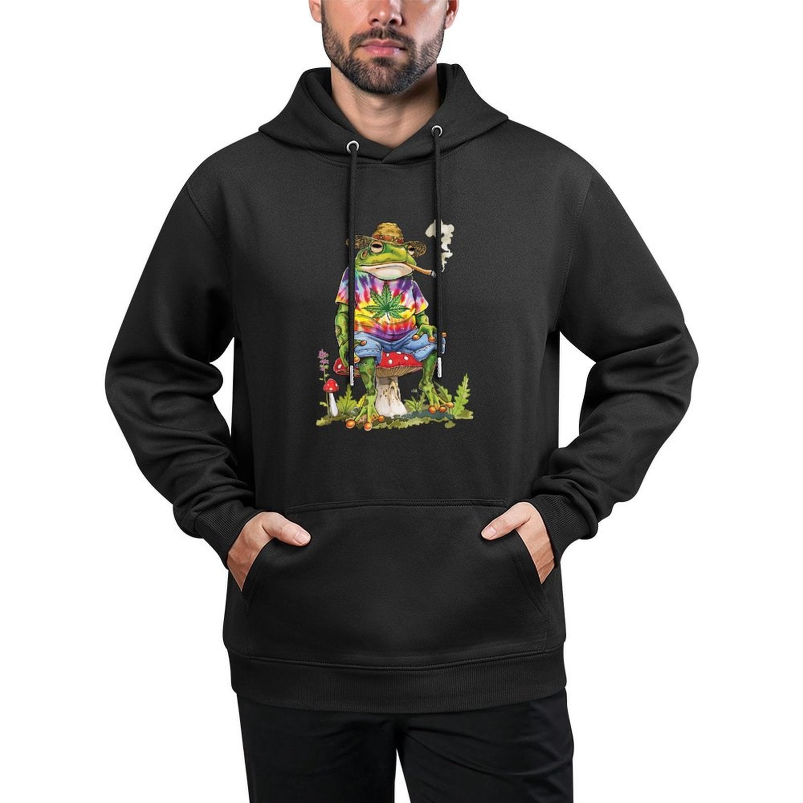 Frog Smoking Weed Pot Marijuana Cannabis 420 Shape Retention Hoodie