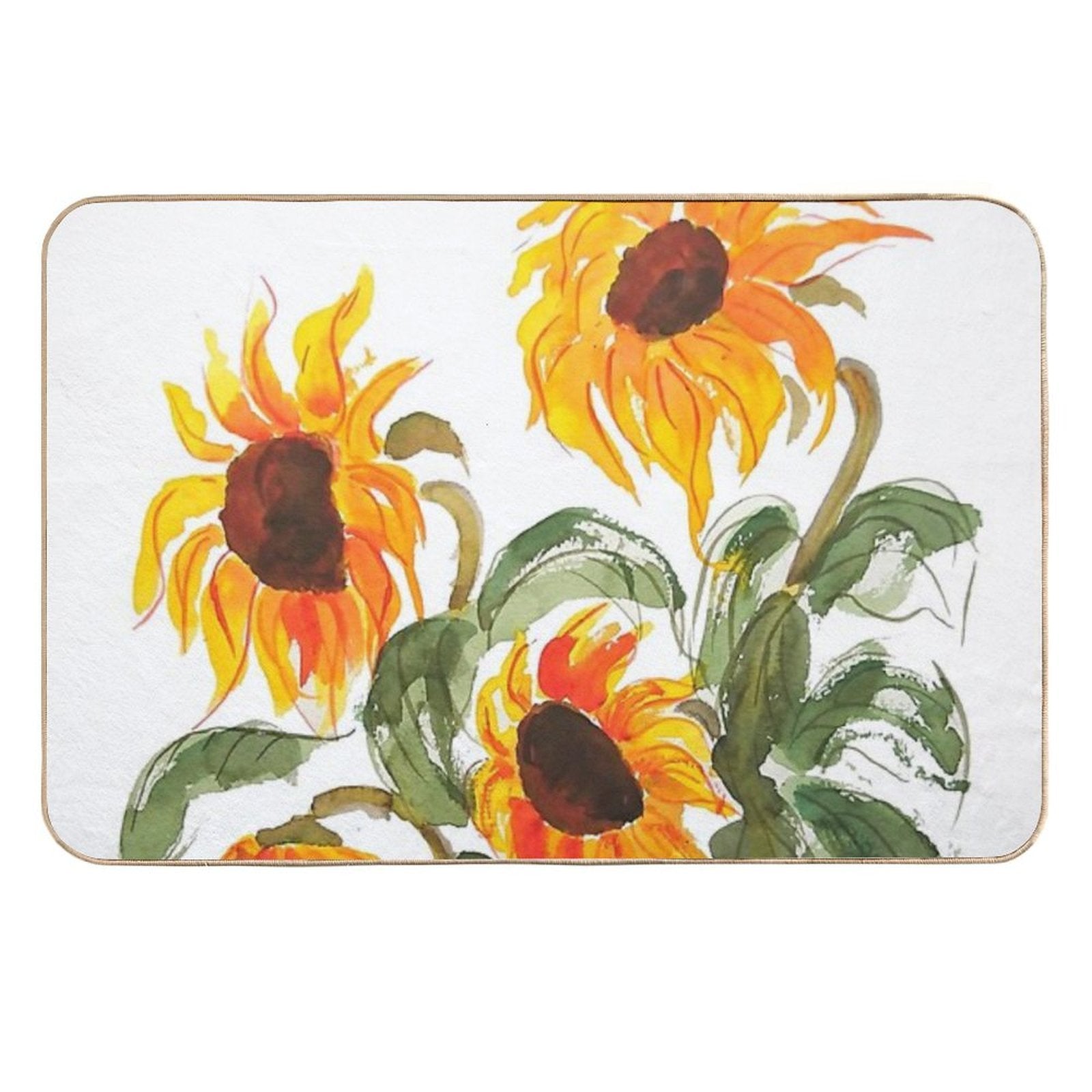 Hand Painted Sunflower Watercolor 2018  Pet-Safe Bath Mat