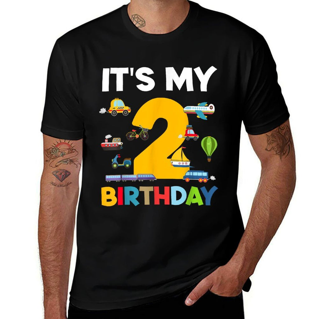 2nd Birthday Transportation Toddler Boy Kid 2 Years Birthday  Graphic-printed T-Shirt