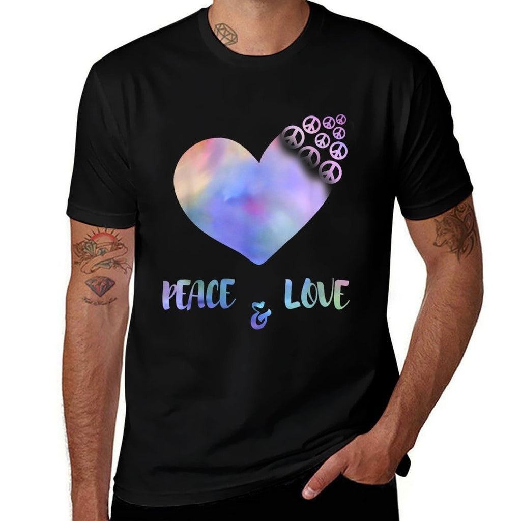 Peace Sign Spiral Love Heart 60S 70S Rainbow Abstract Print  Eco-friendly Material T-Shirt