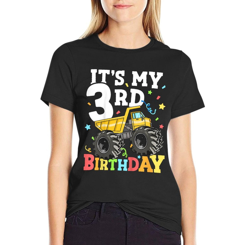 Kids It's My 3rd Birthday Construction Truck Birthday Boy Toddler  Stretchy T-Shirt