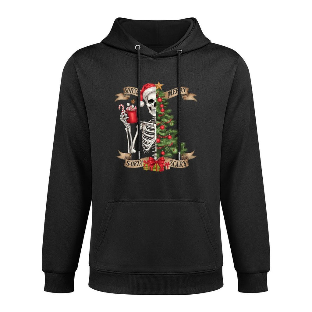Funny Christmas Skeleton Sorta Merry Sorta Scary Tree Xmas Unisex Design Hoodie