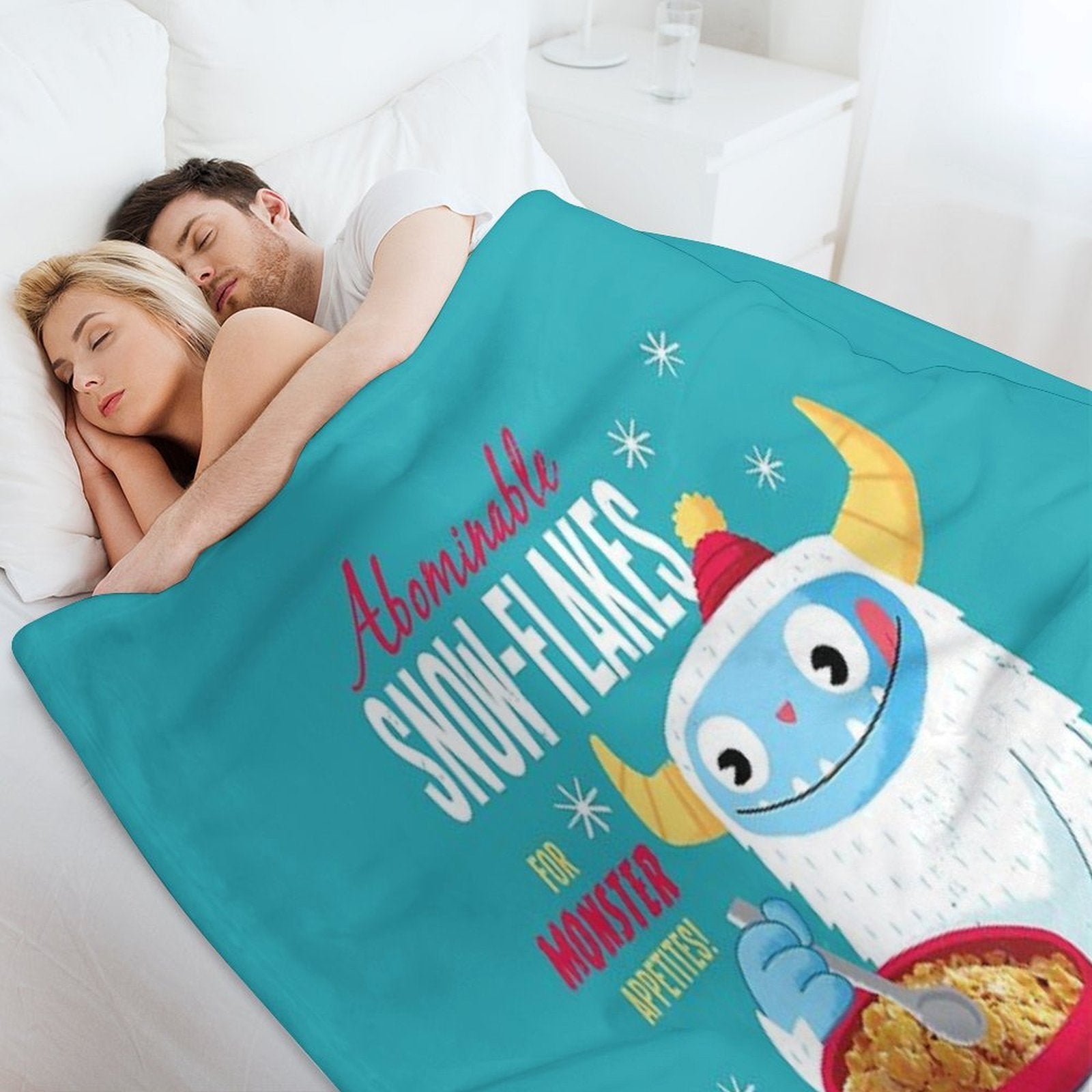 Abominable Snowflakes Plush Throw Blanket