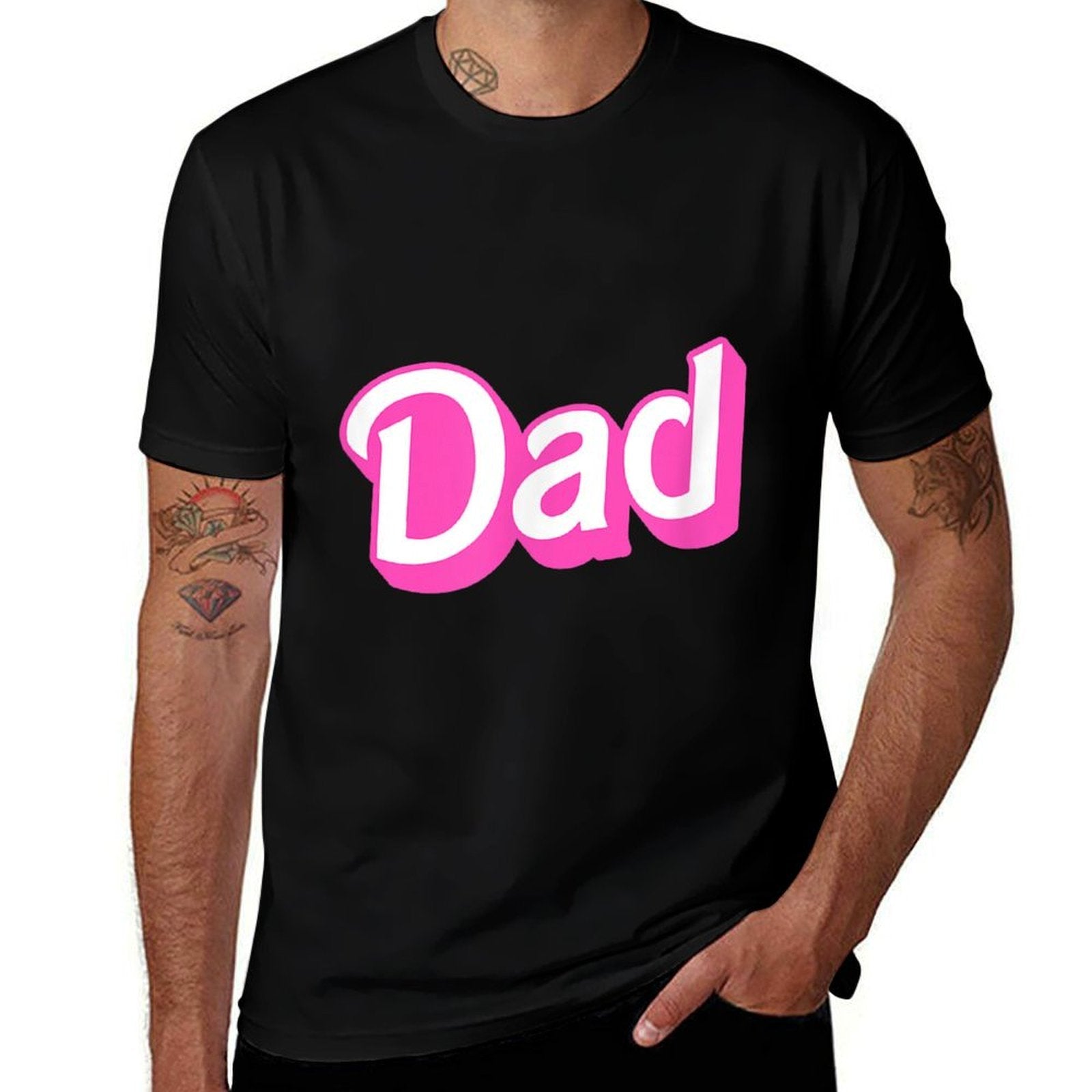 Dad Pink & White Overlapping Font Halloween Costume  Moisture-wicking T-Shirt