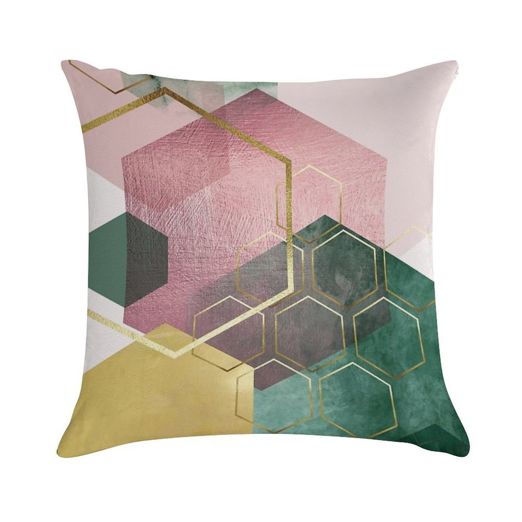 Emerald Green And Pink Geo No 3 Soft Home Decor Throw Pillow