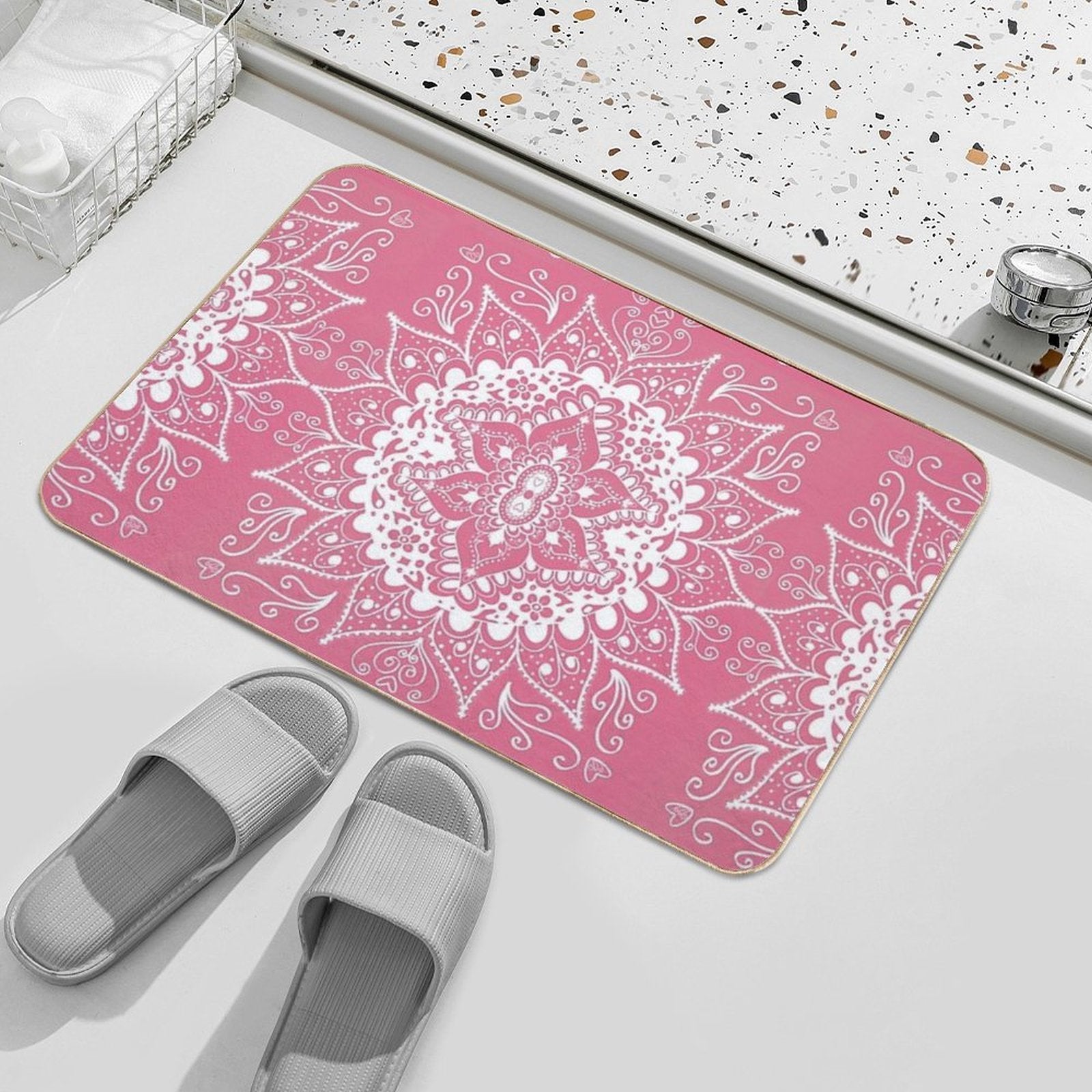 Mandala Hot Pink  Odorless Bath Mat