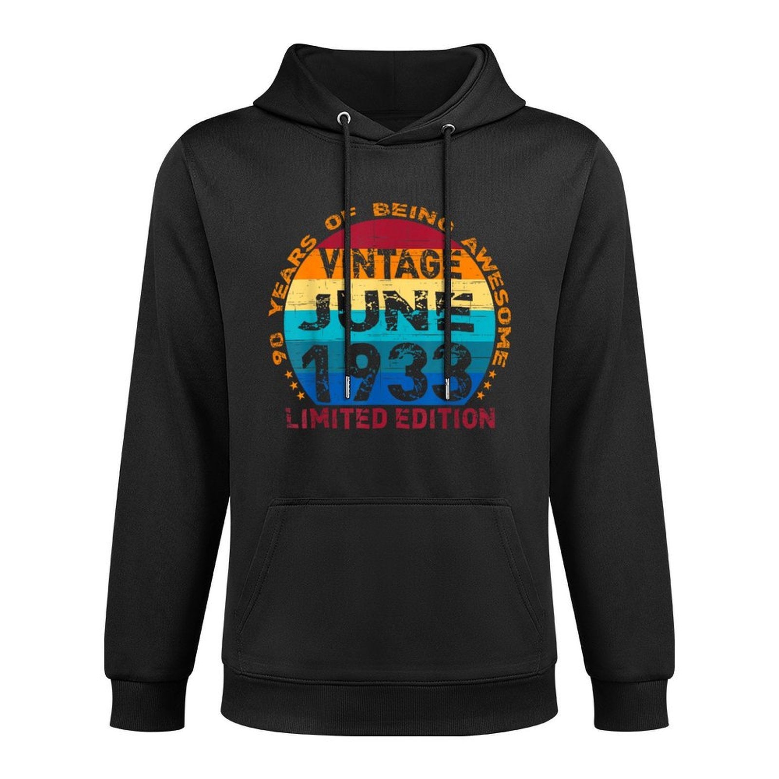 90 Years Old Vintage June 1933 Distressed 90th Birthday Moisture-Wicking Hoodie