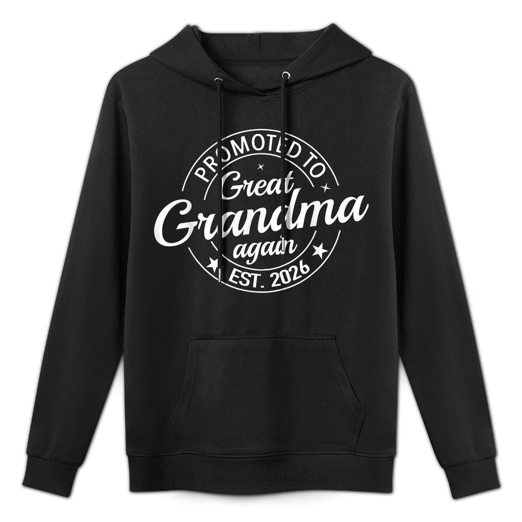 Promoted To Great Grandma Again 2026 Baby Boy Girl Reveal Layering Staple Hoodie