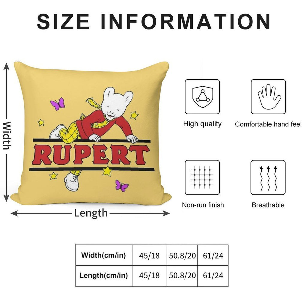 Rupert Bear Soft Short Plush Fabric Throw Pillow