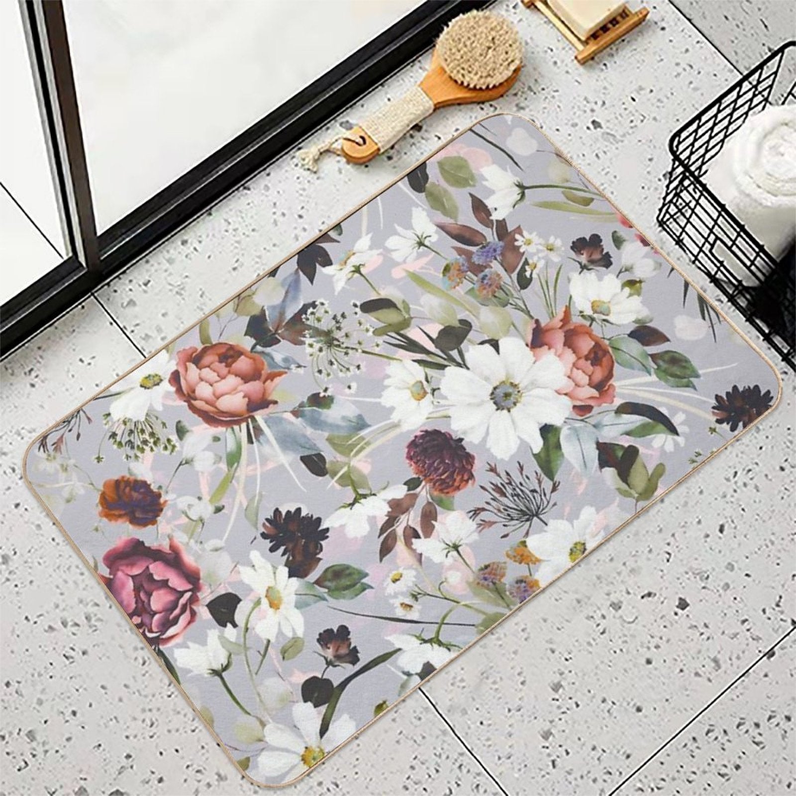 Wild Colorful Garden Bloom  Long-Lasting Bath Mat