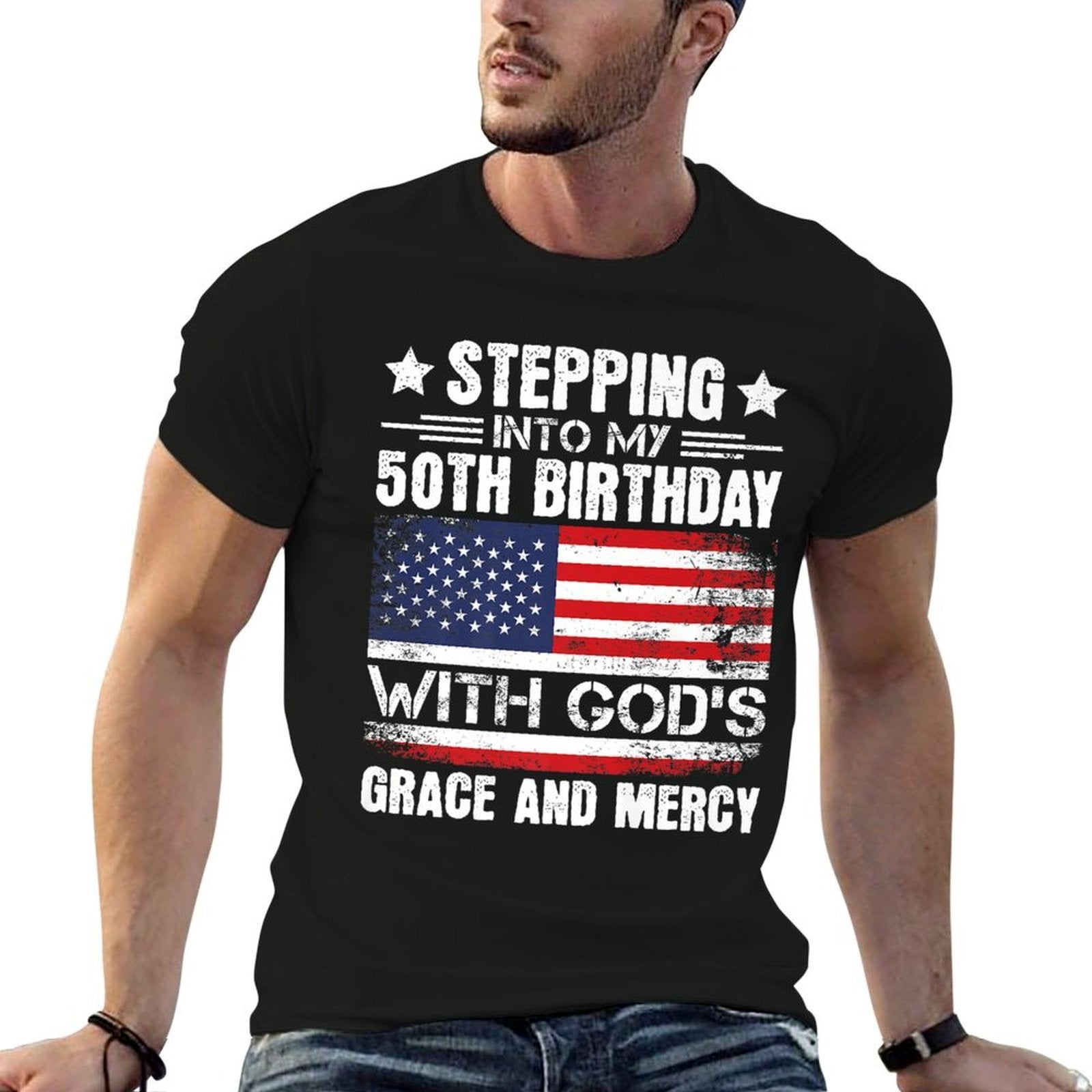 Stepping Into My 50th Birthday With Gods Grace And Mercy Premium  Stretchy T-Shirt