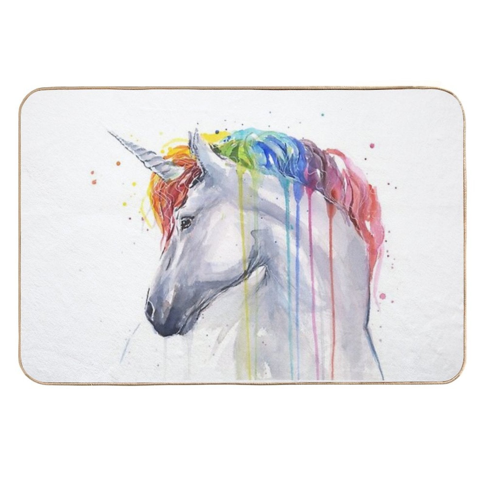 Rainbow Unicorn Watercolor  Rapid-Drying Bath Mat