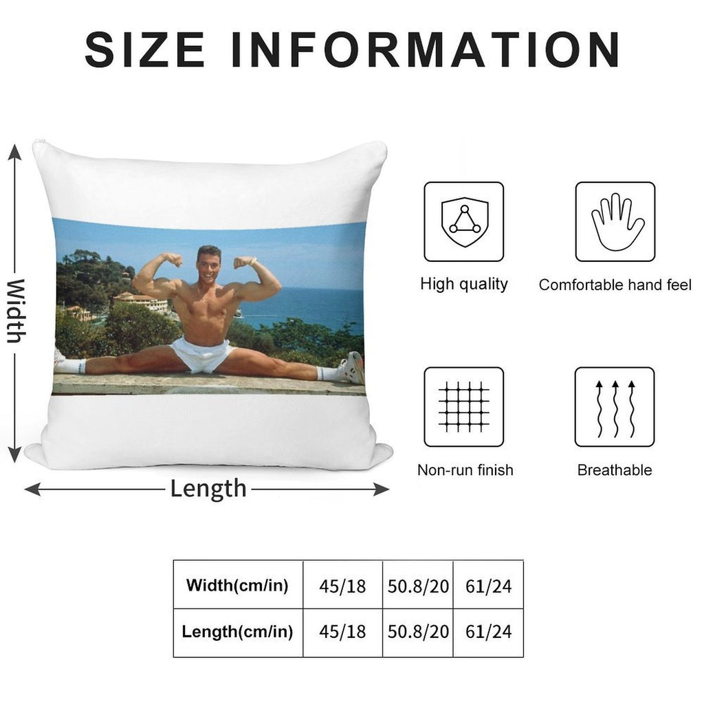 Jean Claude Van Damme Splits Soft Short Plush Fabric Throw Pillow