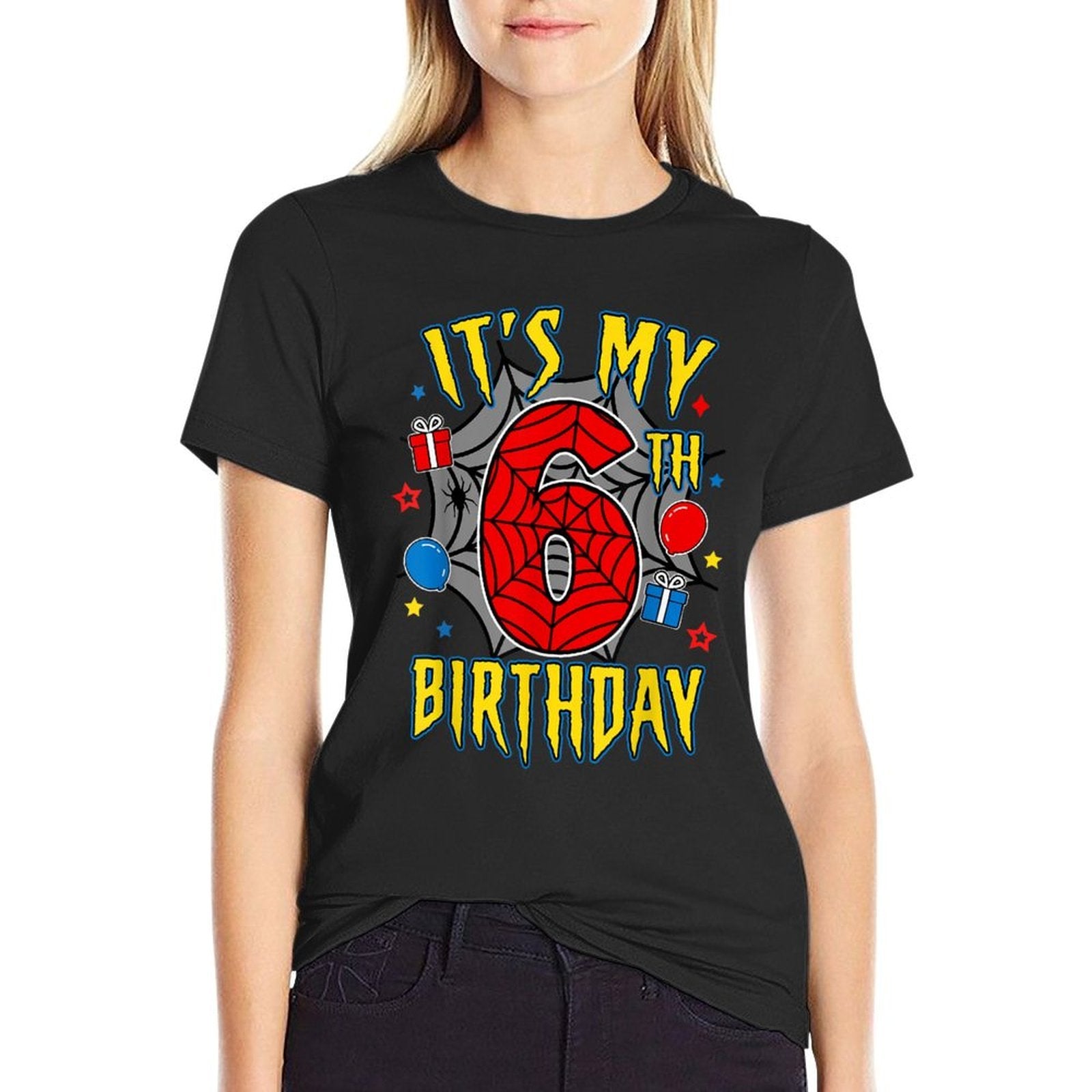 It's My 6th Birthday Spider Theme Party Turning 6yr Boy Kids  Classic T-Shirt