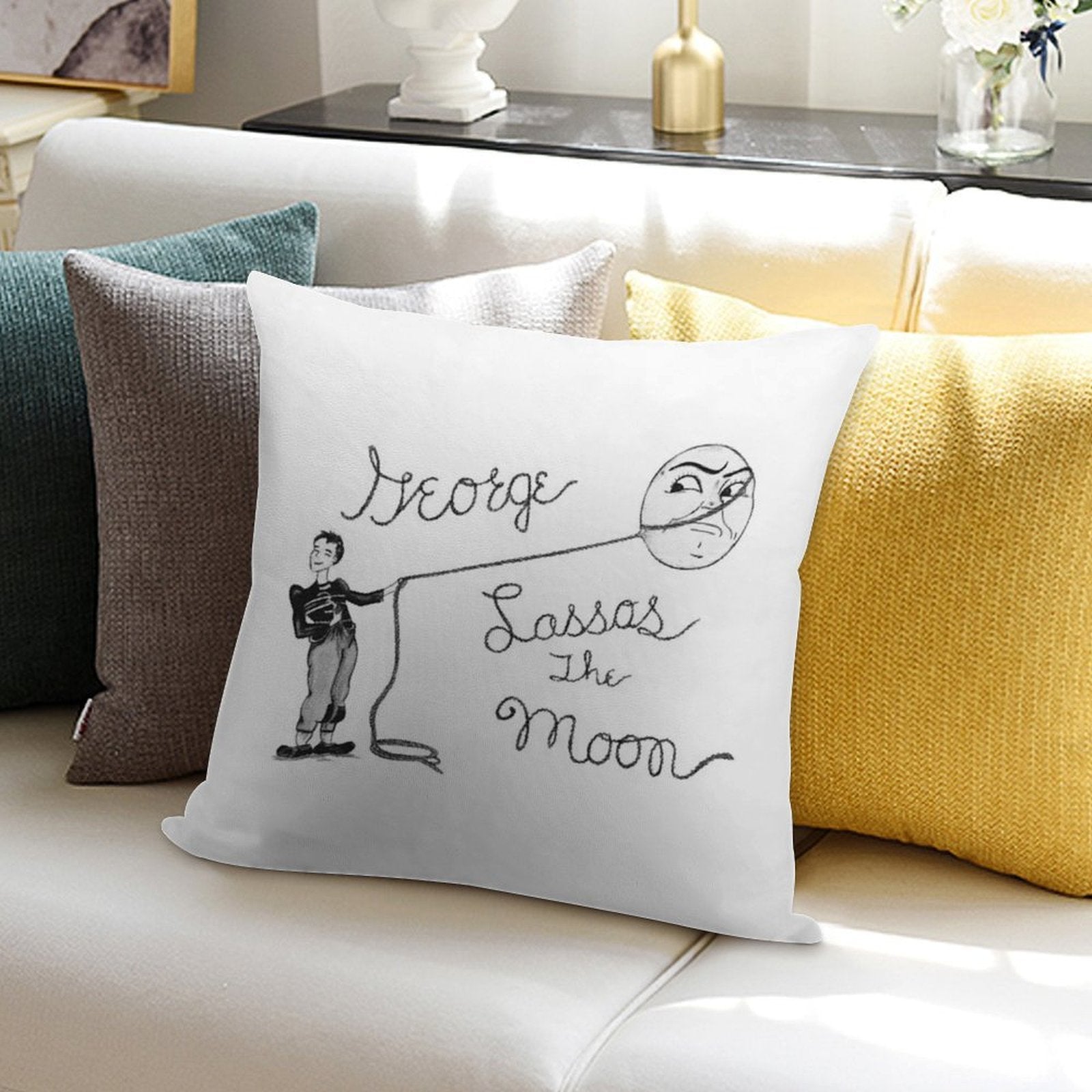 Moon Capture Soft Durable Construction Throw Pillow