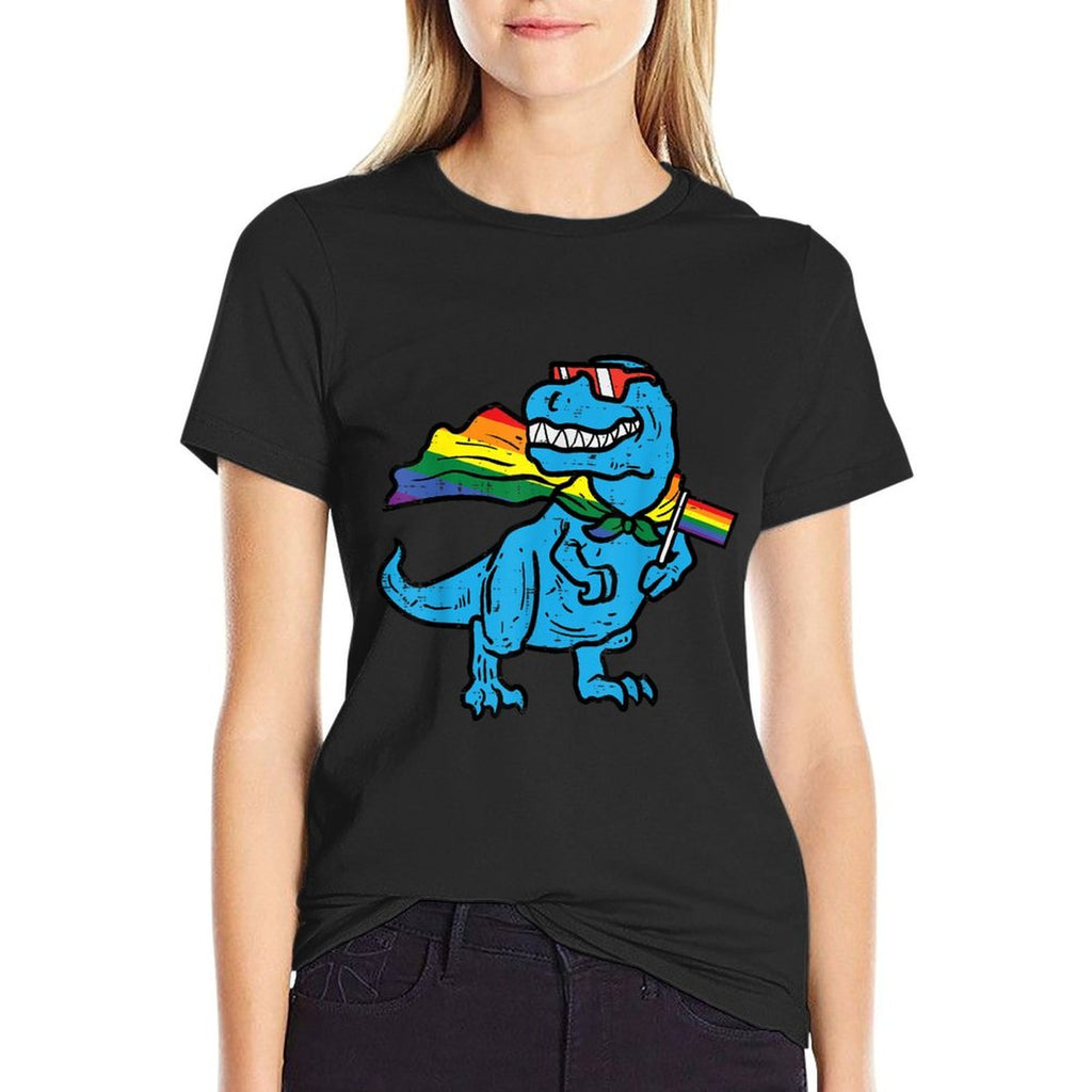 Gay Pride Dino Trex Rainbow Lgbt Ally Boys Kids Toddler  High-quality Stitching T-Shirt