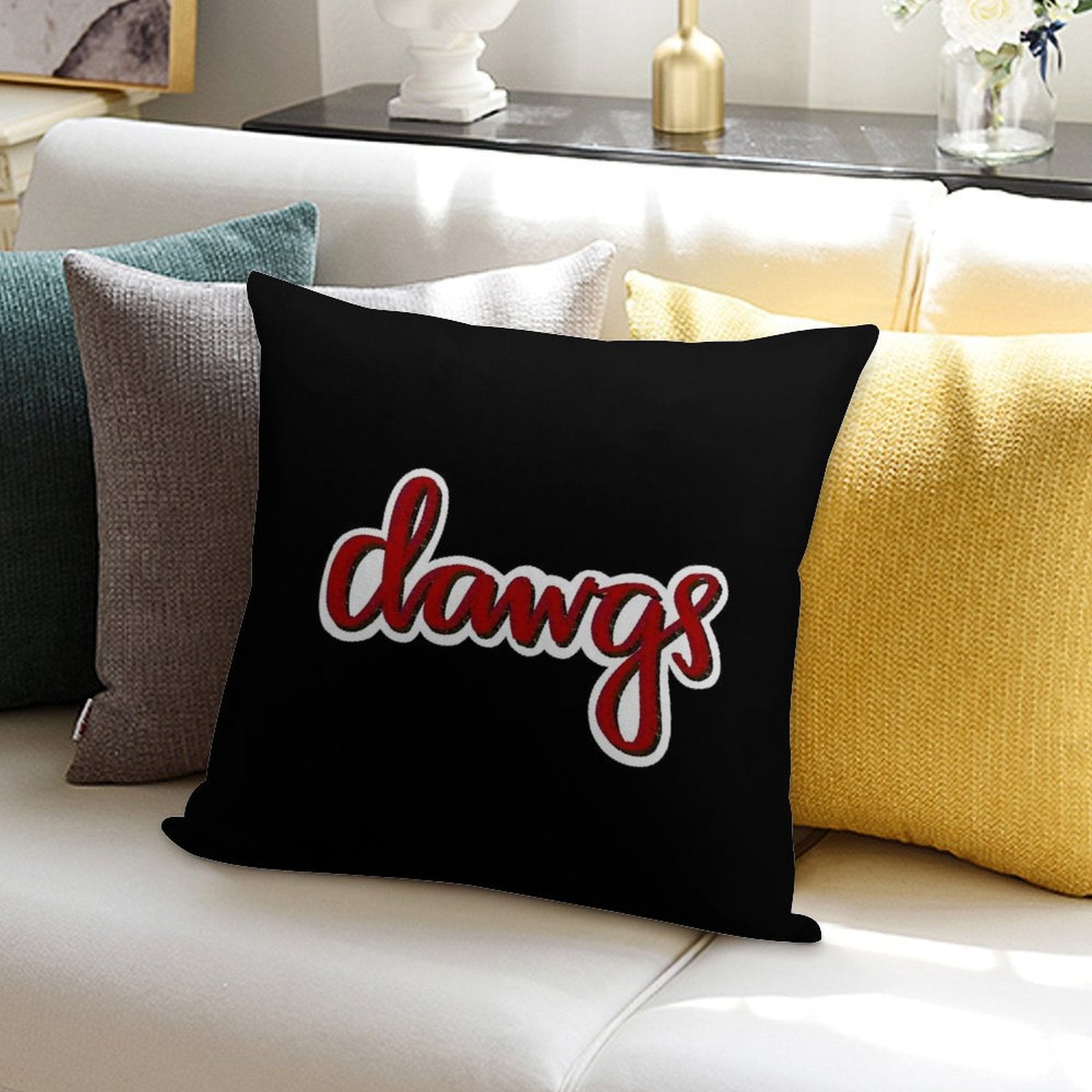 Dawgs Retro Calligraphy Soft Ultra-Soft Texture Throw Pillow
