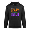 Life Without Jesus Is Scary Fall Christian Halloween Jesus Kangaroo Pocket Hoodie