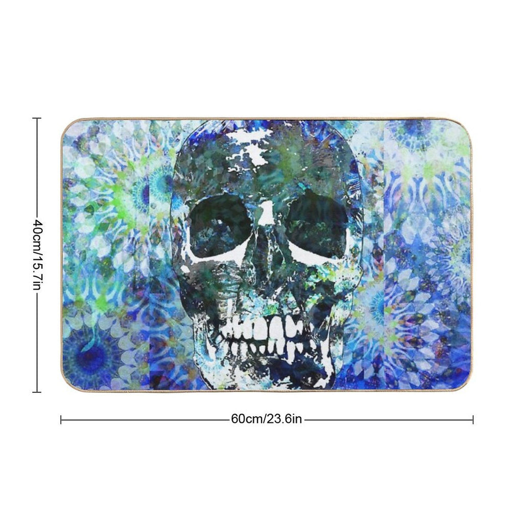 Blue Mandala Candy Skull Art  Toxin-Free Bath Mat
