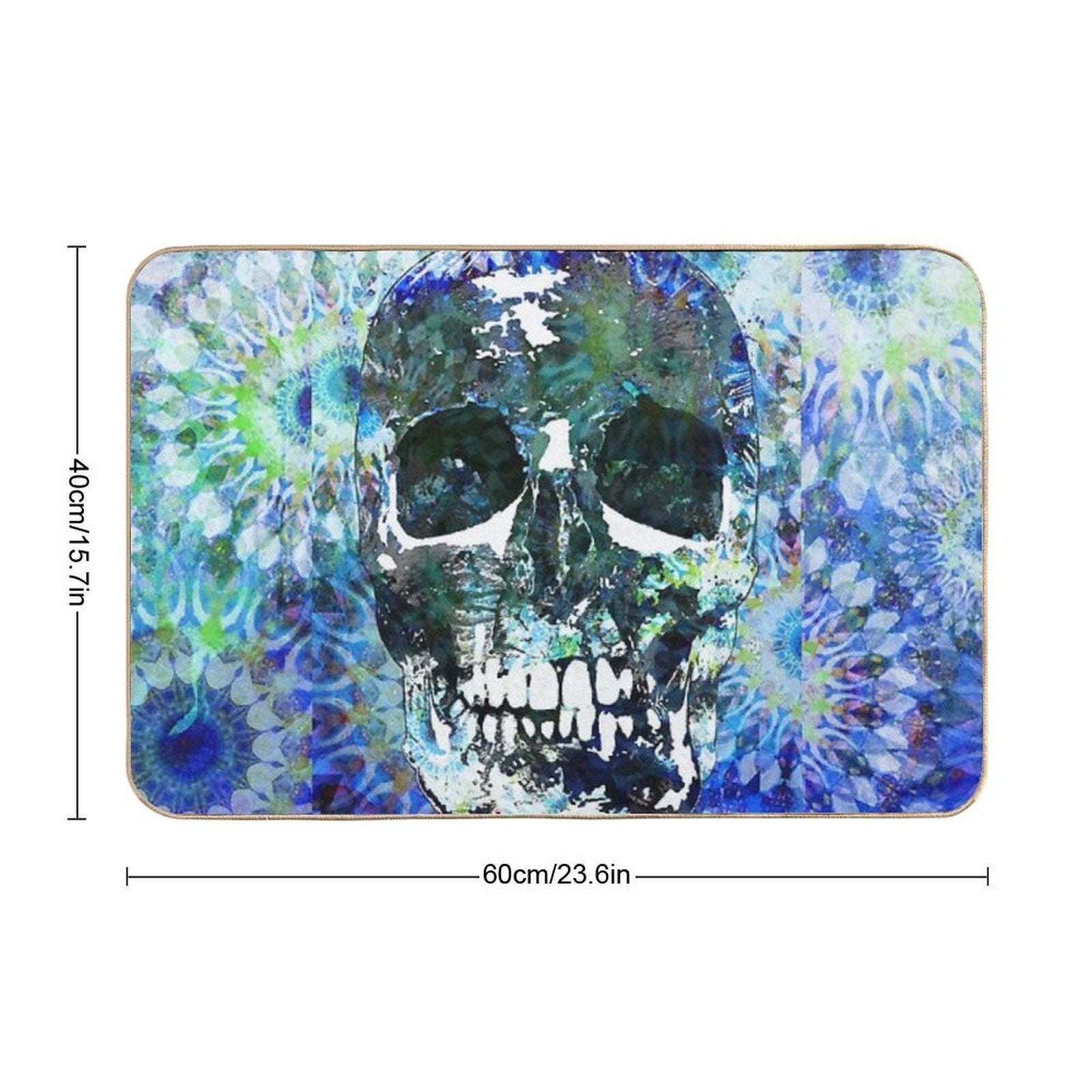Blue Mandala Candy Skull Art  Toxin-Free Bath Mat