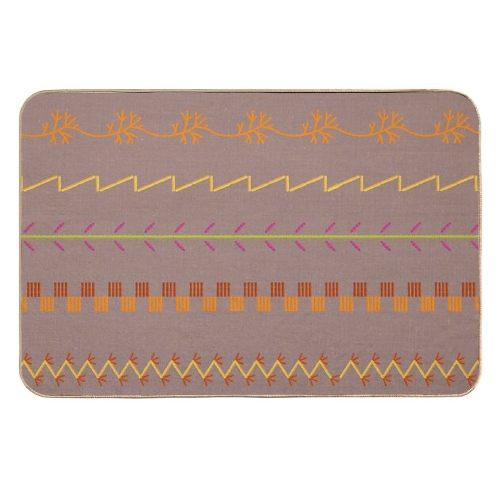 Sewing Stitch Patterns on Textured Fabric Effect Background  Anti-Trip Bath Mat