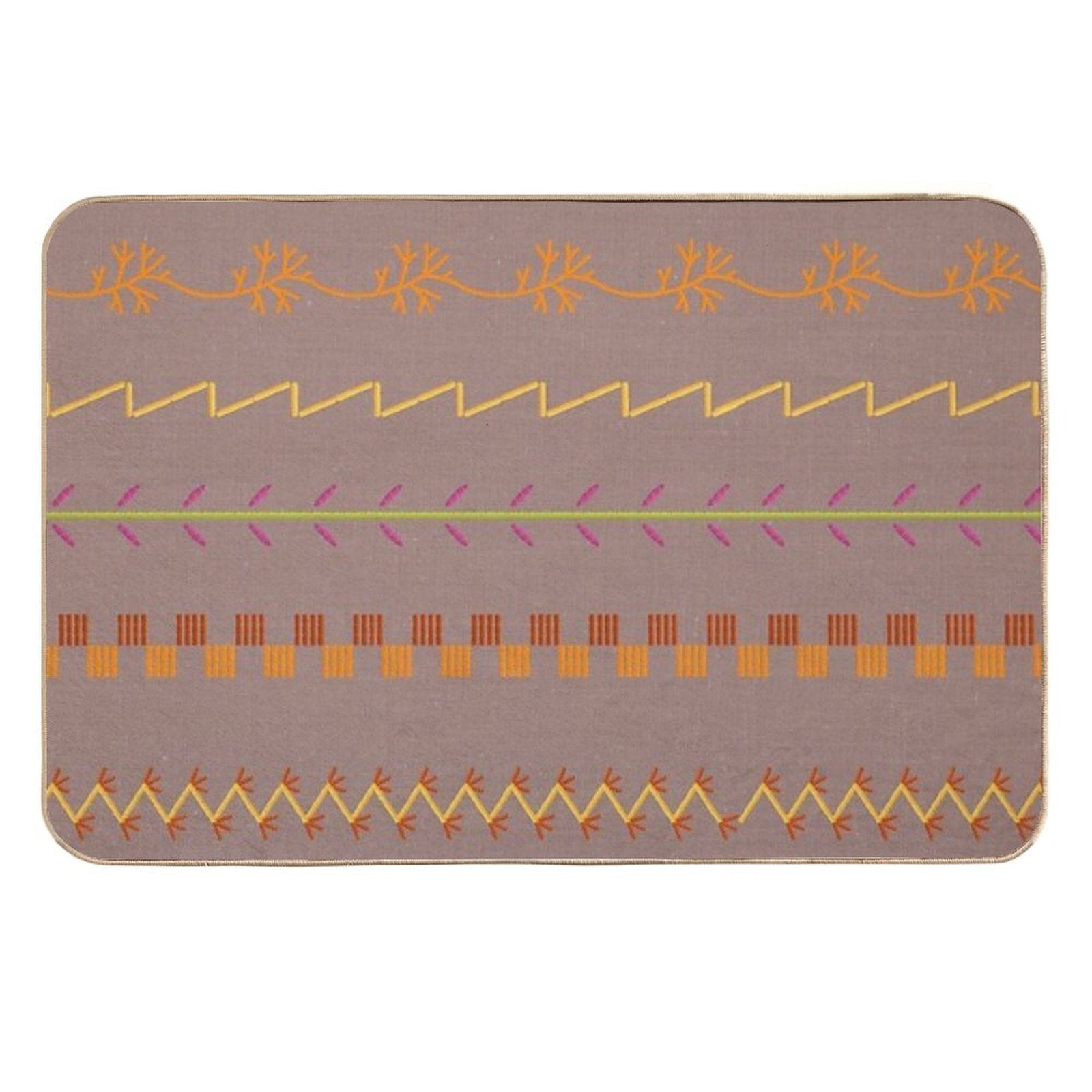 Sewing Stitch Patterns on Textured Fabric Effect Background  Anti-Trip Bath Mat