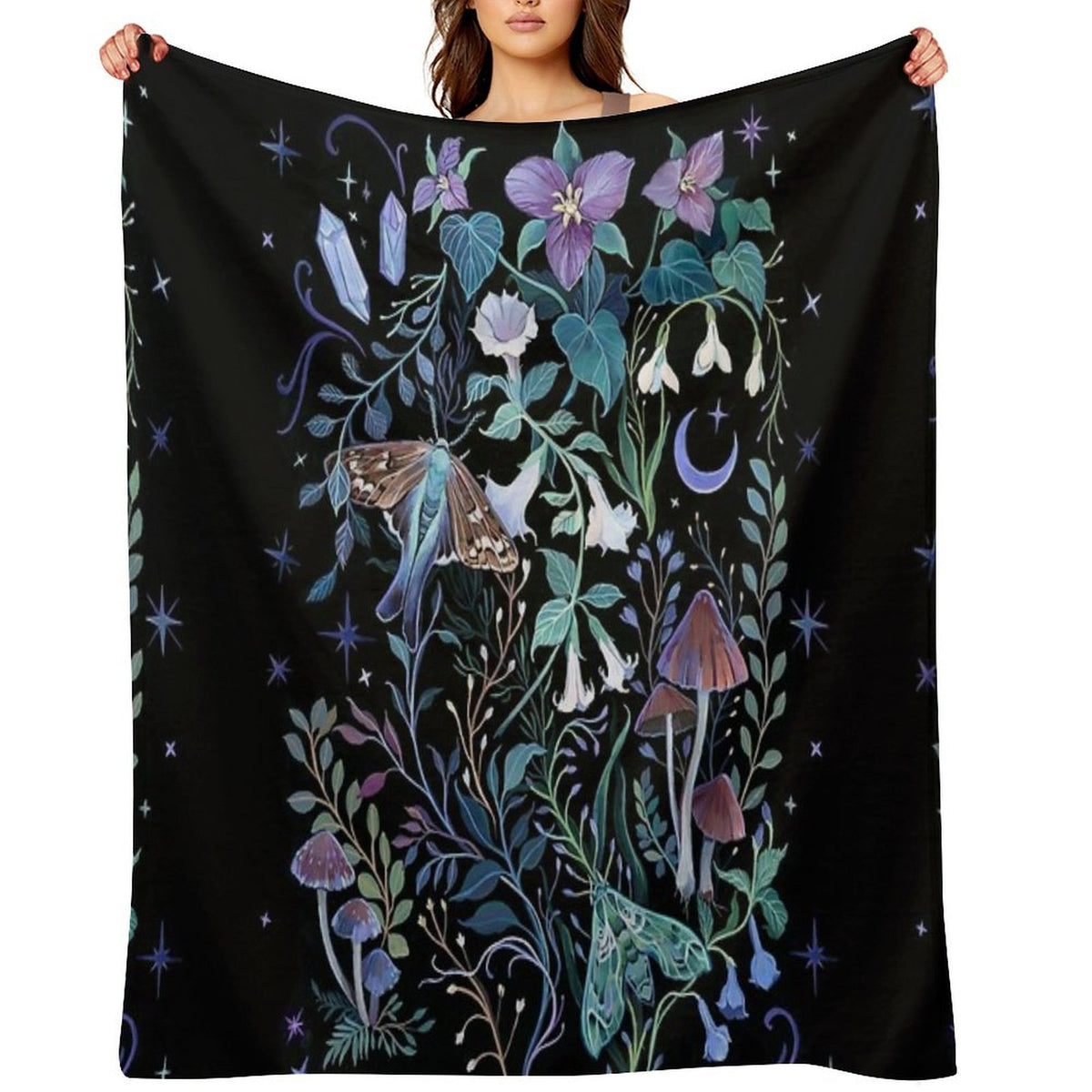 Night Garden Moth Anti-pilling Throw Blanket