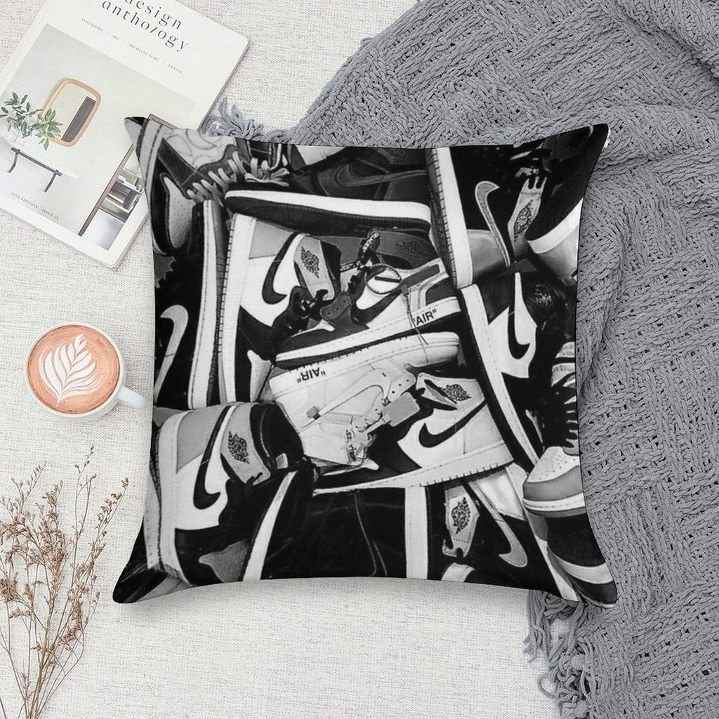 Vintage Nike Retro 1 Sneaker Design - Retro Style Art Print Soft Gift Ready Throw Pillow