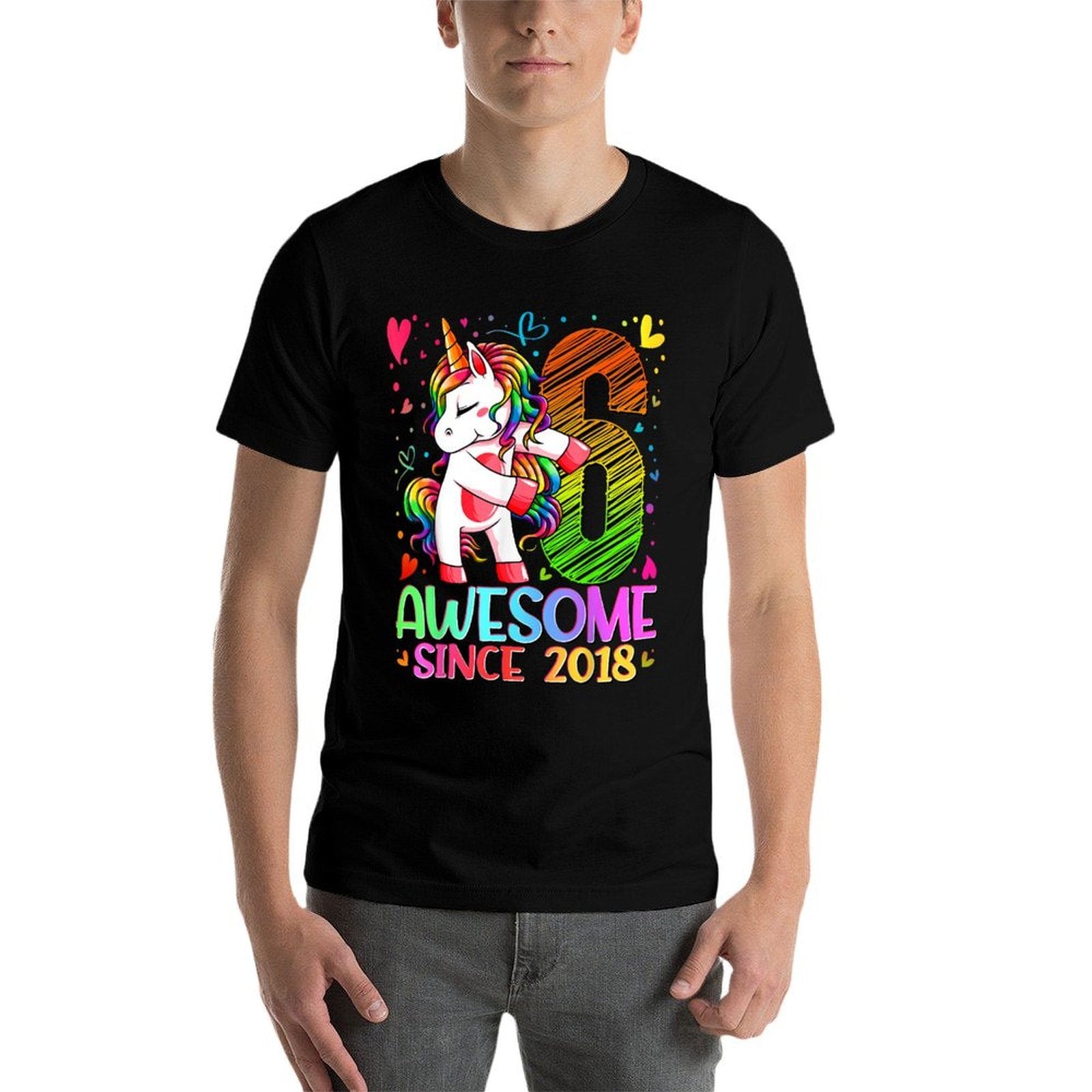 6 Years Old Flossing Unicorn Gifts 6th Birthday Girl Party  Stretchy T-Shirt
