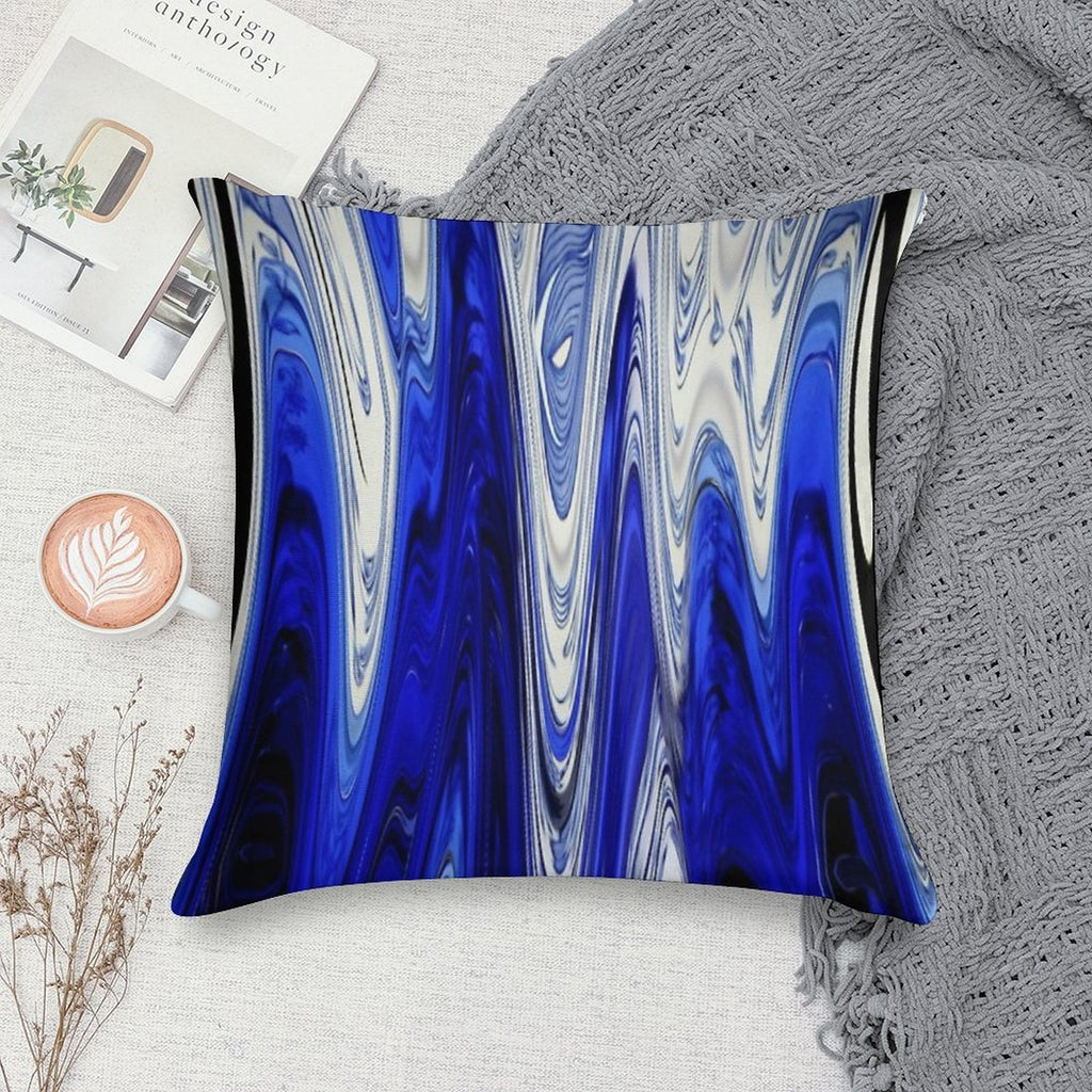 Zigzag Cobalt Blue Soft Skin-Friendly Throw Pillow