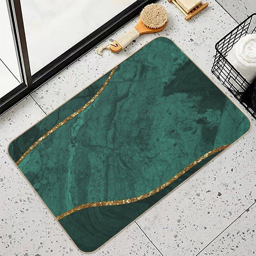 Organic Marbled Pattern Emerald Green  Versatile Bath Mat